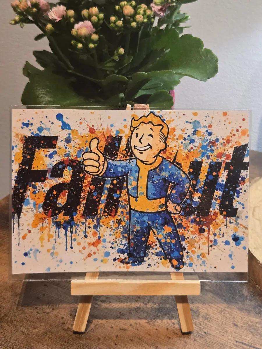 Fallout Spray Paint Style 6" X 4" Photo Print - Photo Protector Included