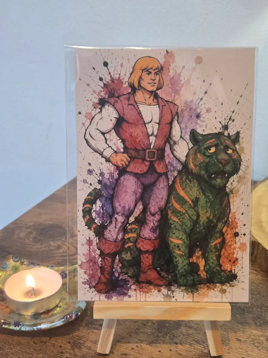 He-Man Watercolour Inksplash 6" X 4" Photo Print - Cover sleeve included