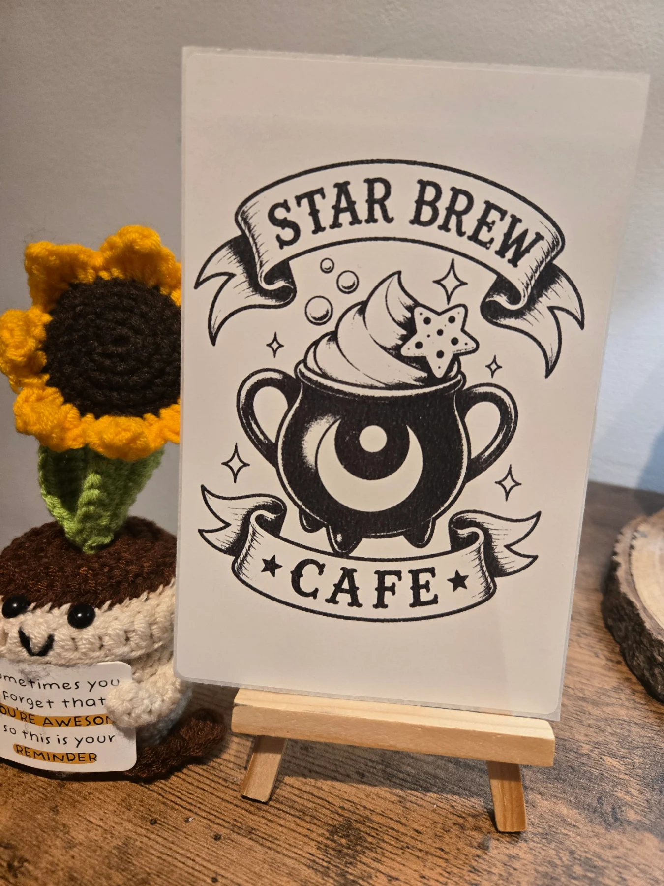 Starbrew Cafe Tattoo Style Original 6" X 4" Matte Sticker
