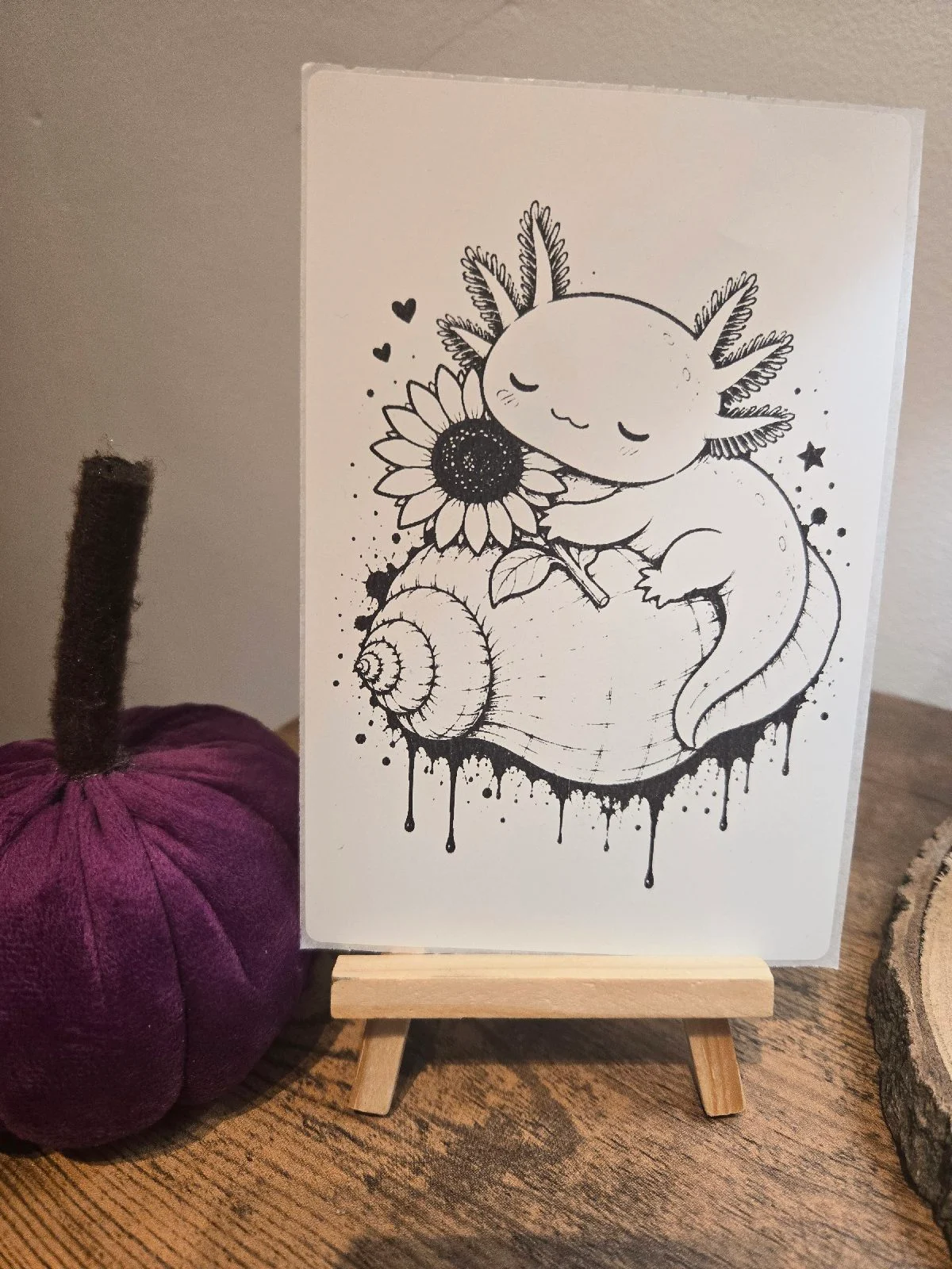 Axolotl Sleeping Original 6" X 4" Matte Sticker