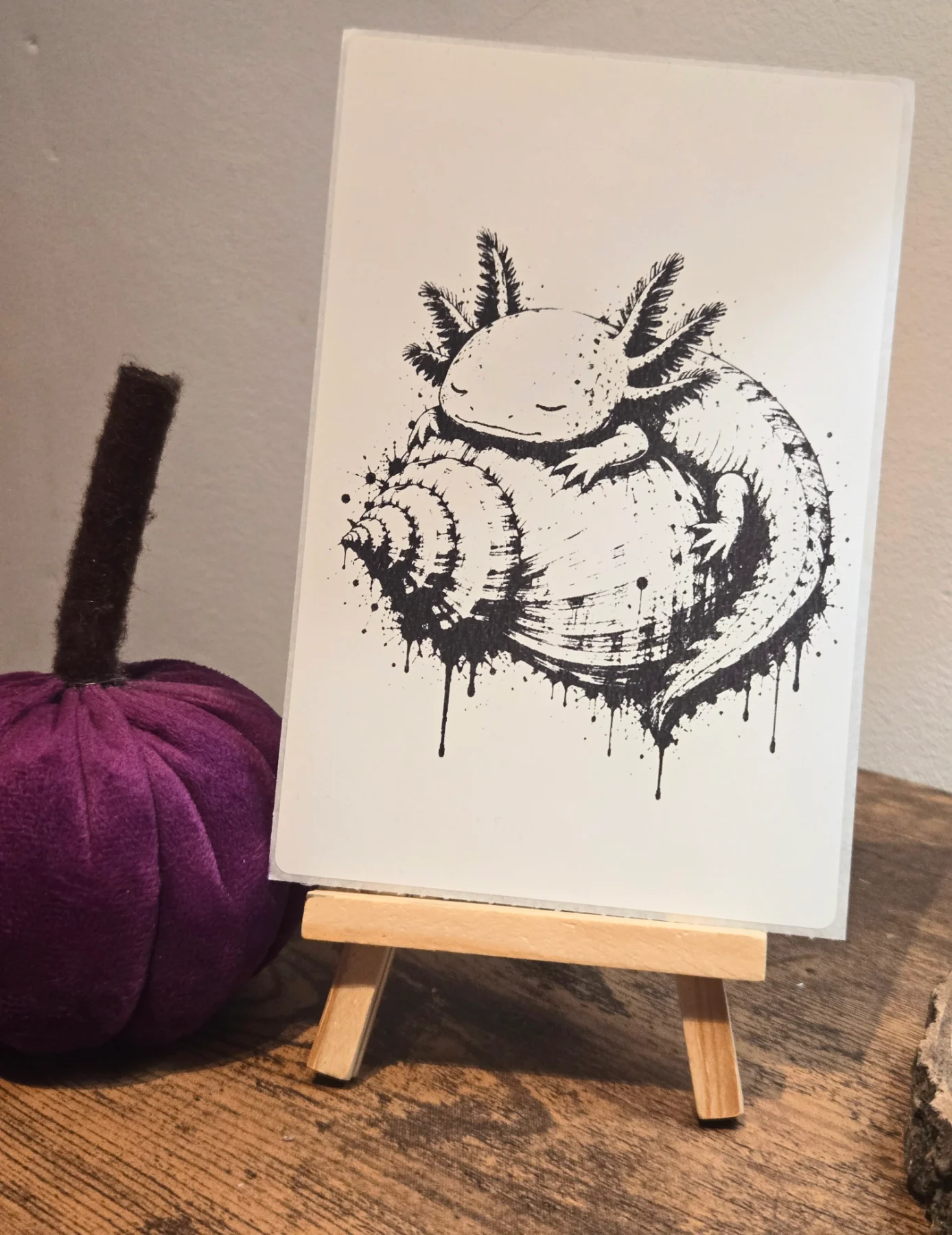 Axolotl Sleeping On A Shell Original 6" X 4" Matte Sticker