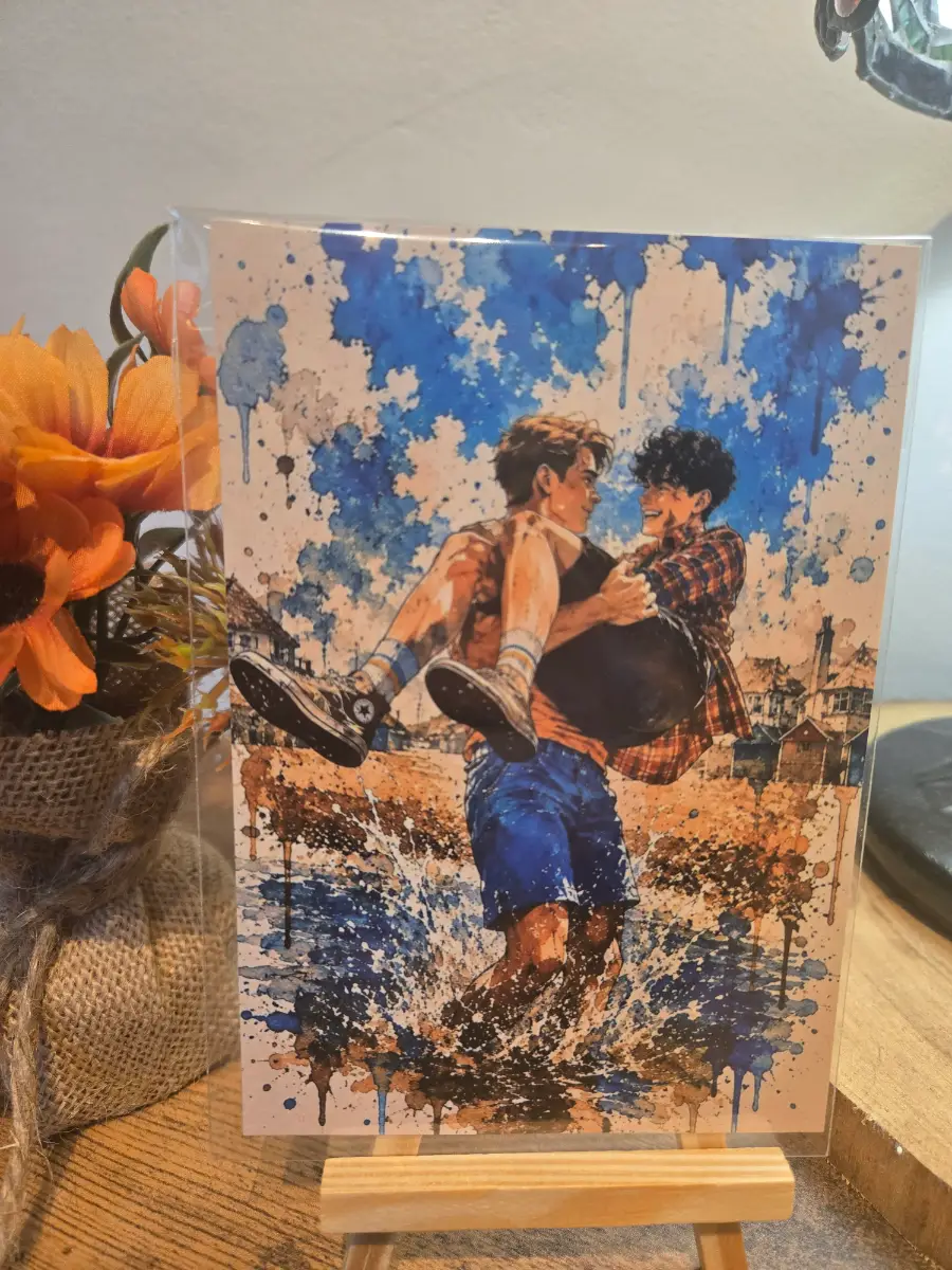 Heartstopper Beach Inksplash 6" X 4" Photo Print - Cover sleeve included