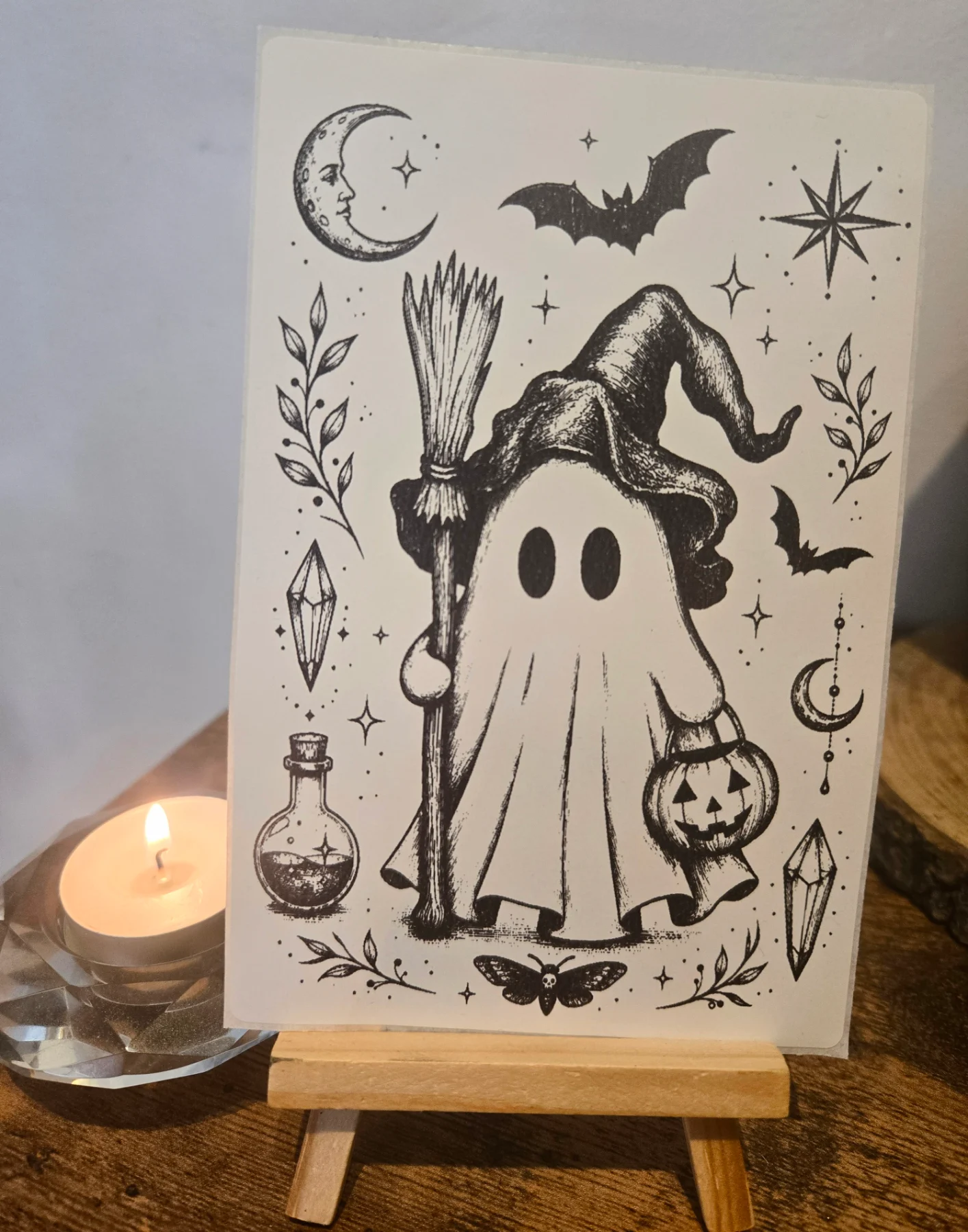 Ghost Witch Halloween Original 6" X 4" Matte Sticker
