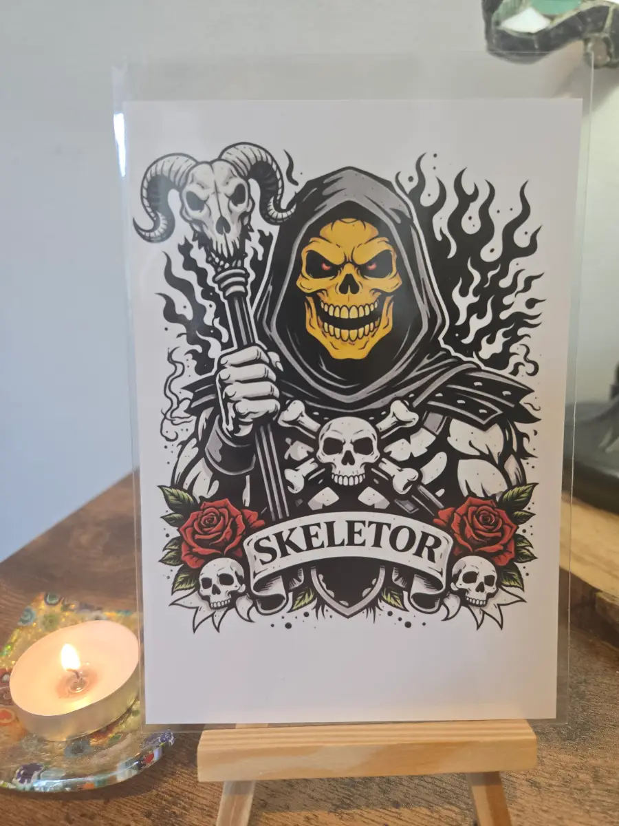 He-Man Skeletor Tattoo Style 6" X 4" Photo Print - Cover sleeve included