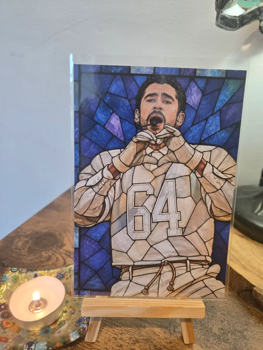 Bad Bunny Stained Glass 6" X 4" Photo Print - Cover sleeve included