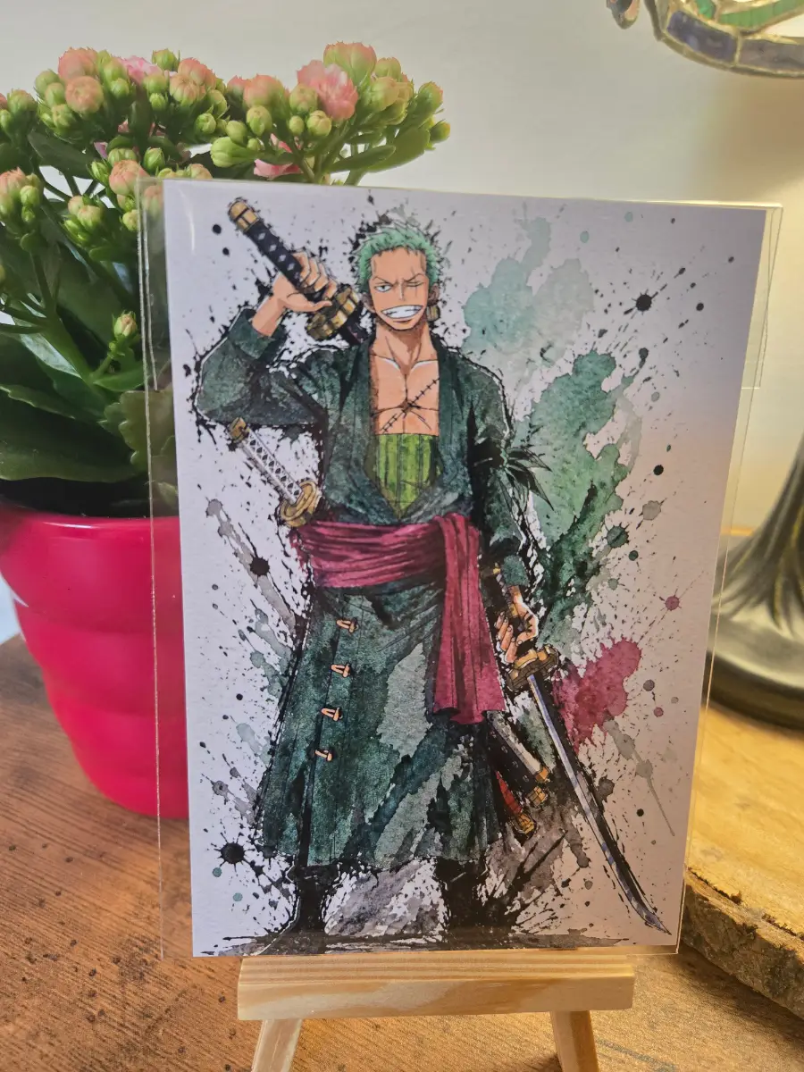 One Piece Zoro Ink Art 6" X 4" Photo Print - Photo Protector Included