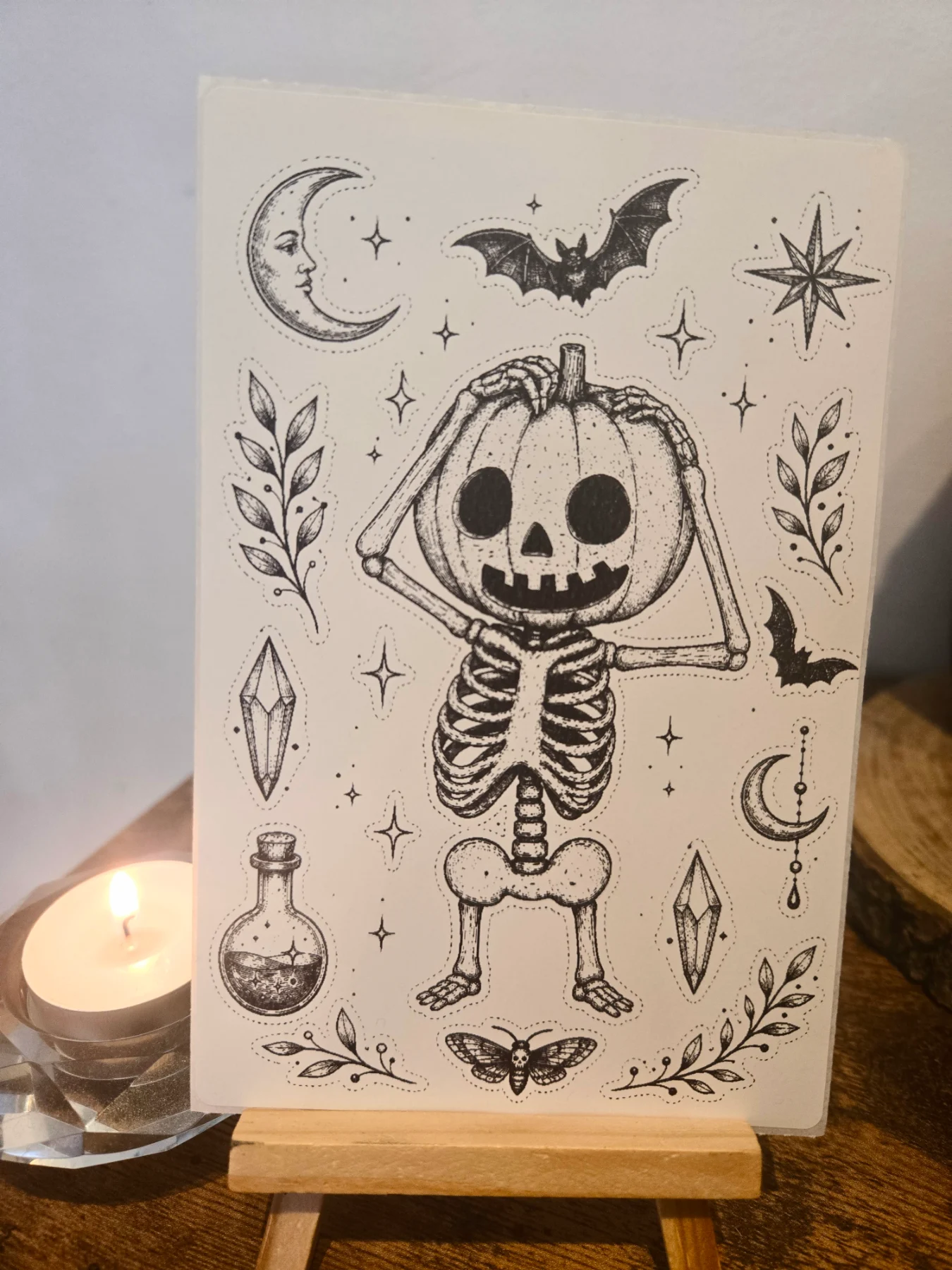 Halloween Pumpkin Skeleton Original 6" X 4" Matte Sticker