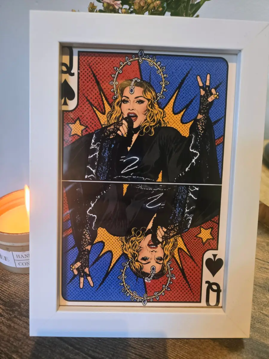 Madonna "Playing Card Style" Wooden Framed Art Piece - 6"x 4"