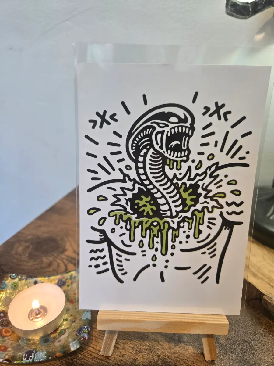 Alien Xenomorph Keith Harring Style 6" X 4" Photo Print - Cover sleeve included
