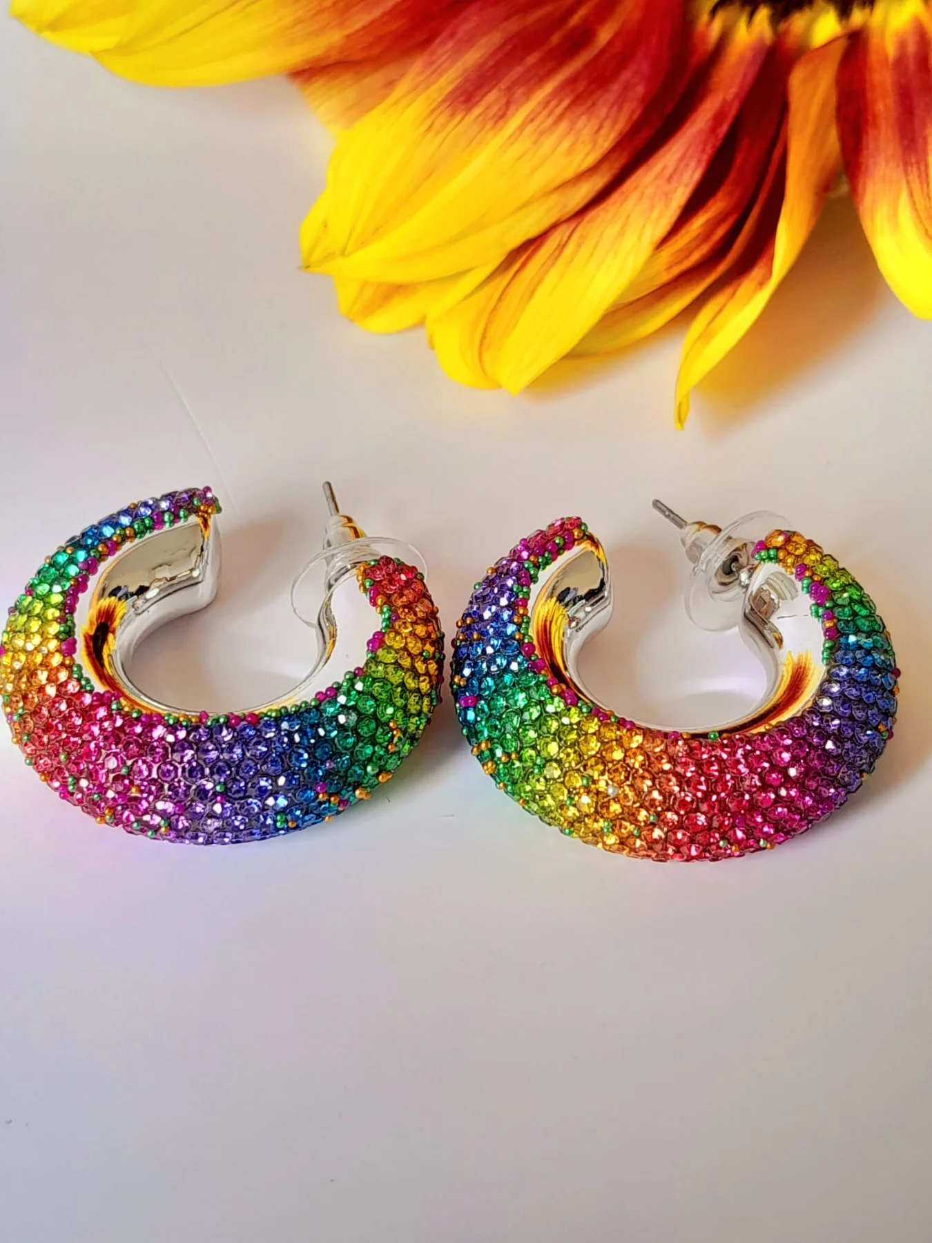 Rainbow Summer Hoop Earrings