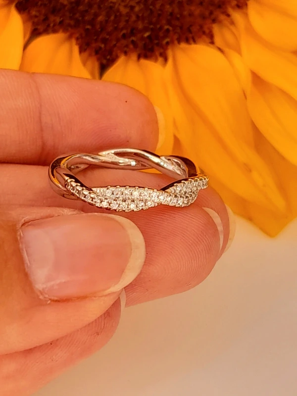 Twisted White Gold Plated Ring