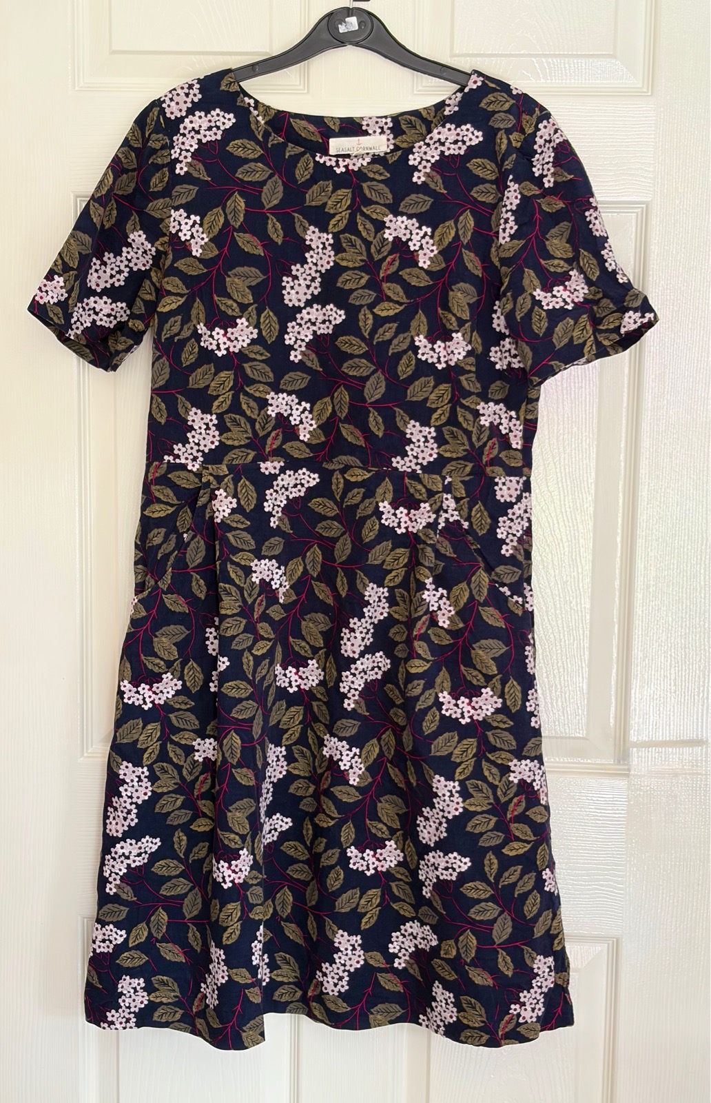 Seasalt Cornwall Short Sleeve Fine Corduroy Floral Dress UK 14