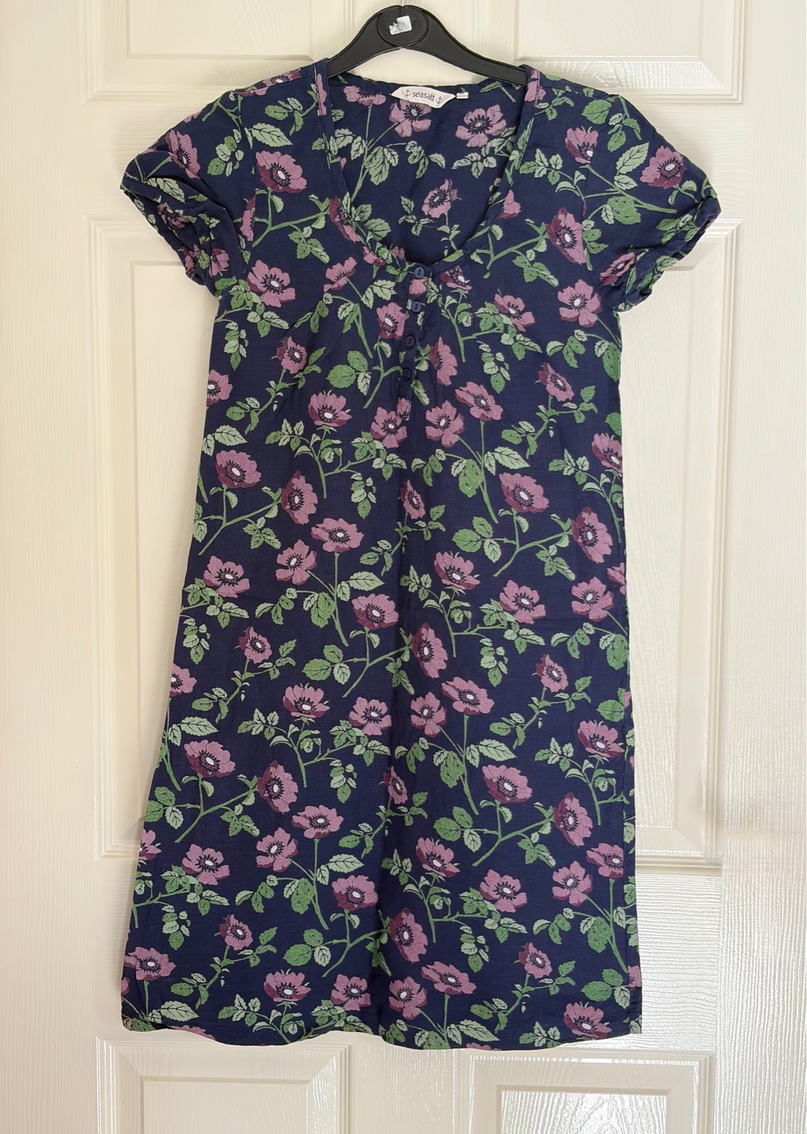 Seasalt Cornwall Scenic Dress Knee Length Floral Poppy Print Size UK 8