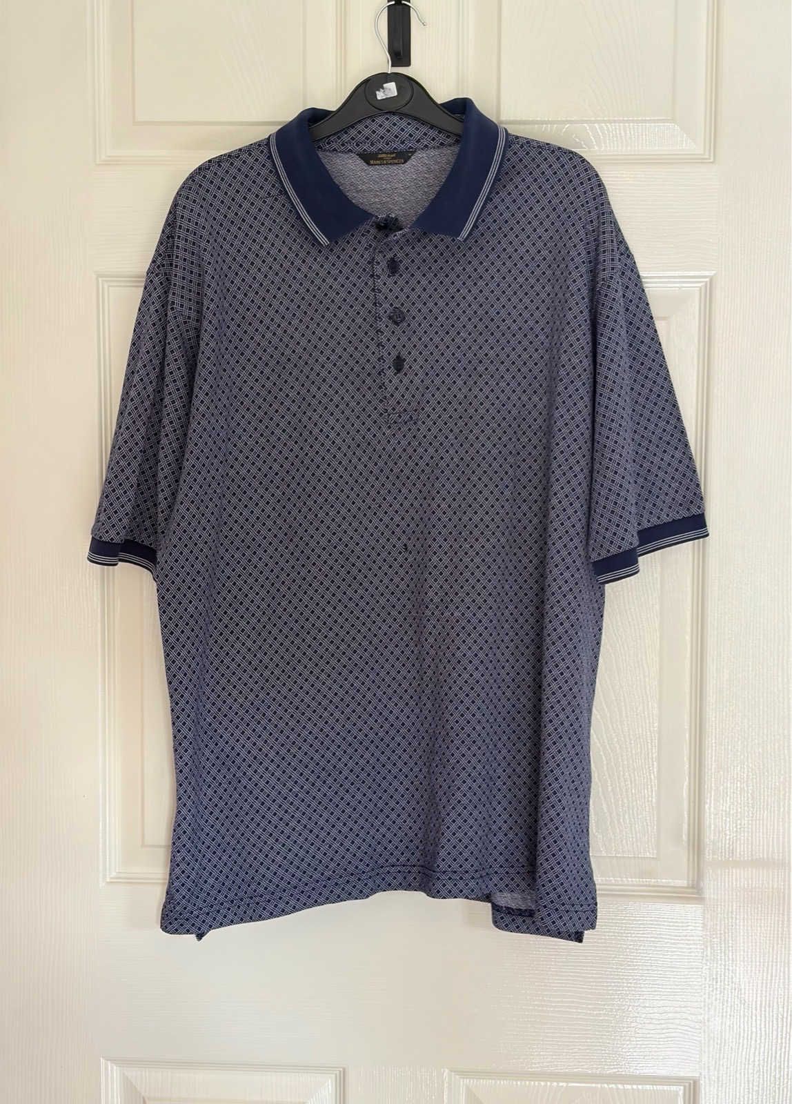 Vintage St Michael Short Sleeve Polo Shirt Geometric Pattern Mens Size Medium
