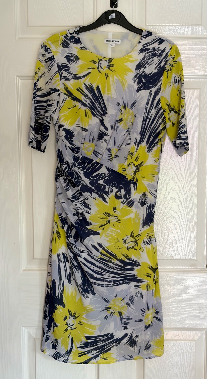 Whistles Silk Blend Floral Ruched Bodycon Shift Dress UK 10