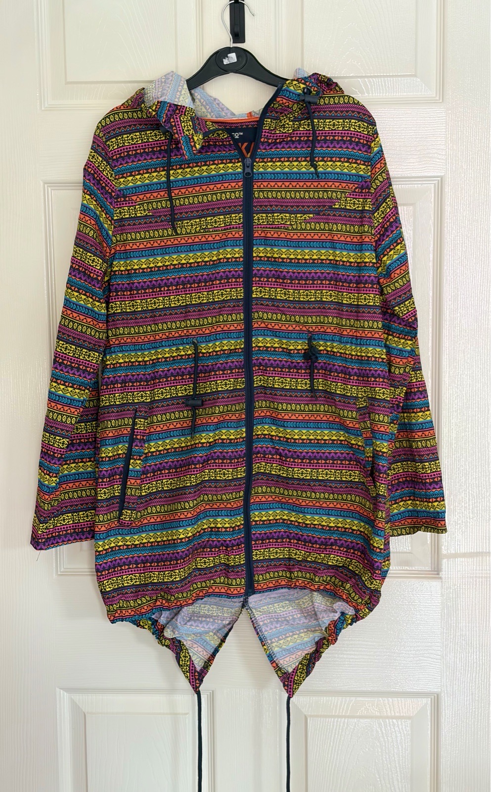 Retro Aztec Rain Coat Denim Co Womens Size Small