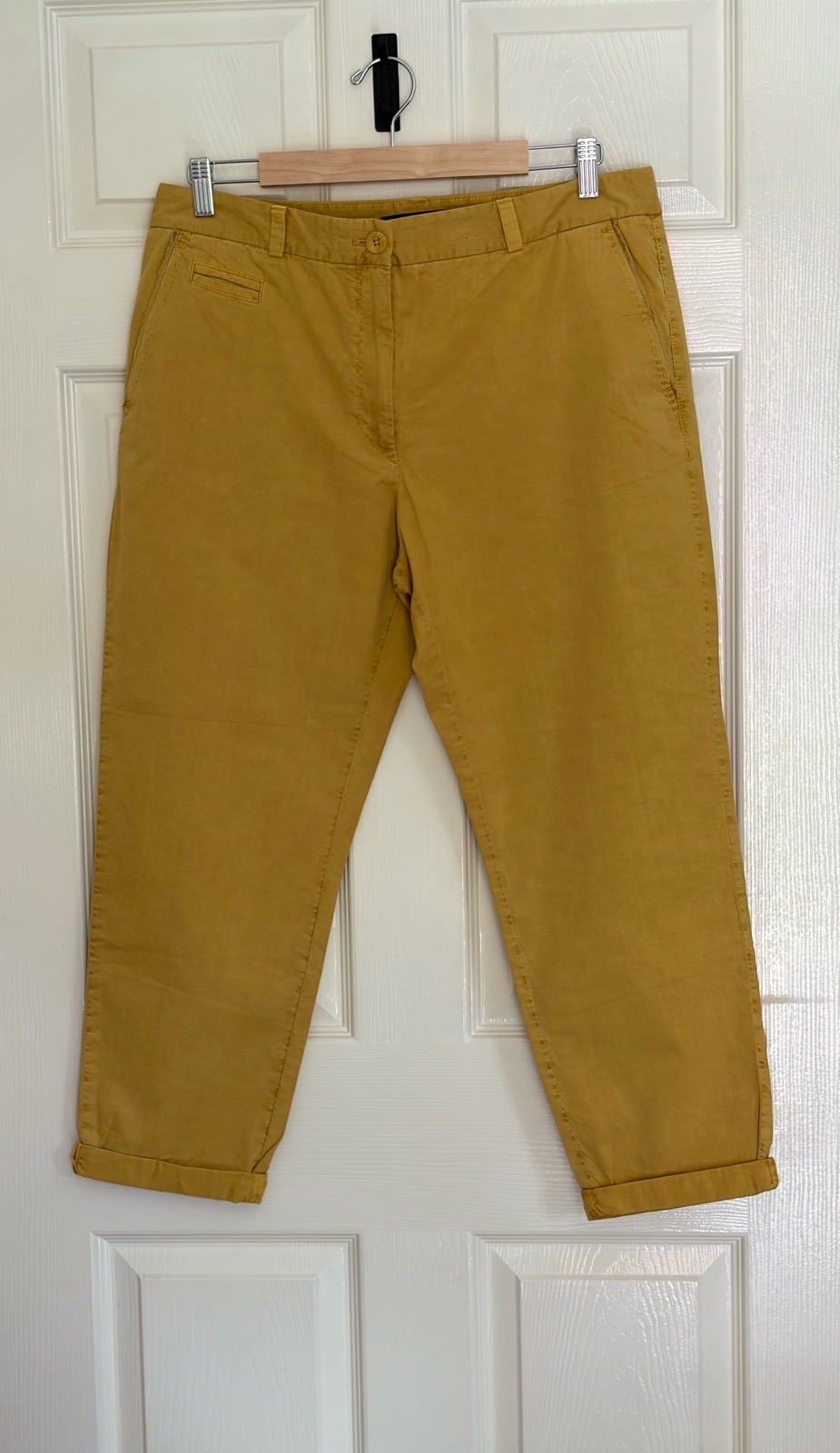 Cotton Chino Trousers Mustard Yellow Marks And Spencer UK 14