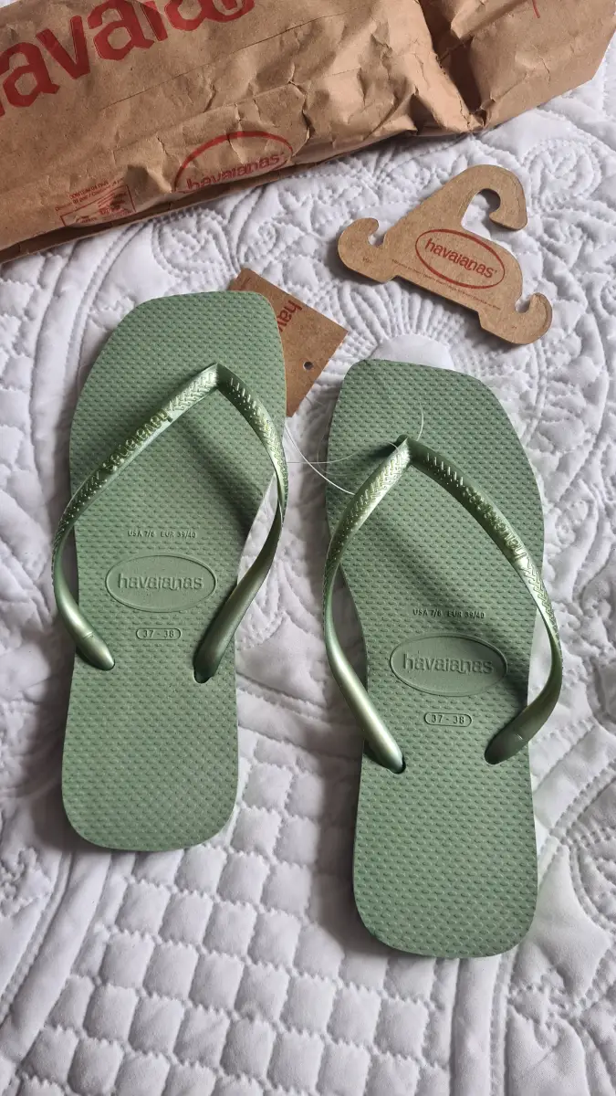 Slim Square Toe Smoke Green Havaianas Summer Flipflops
