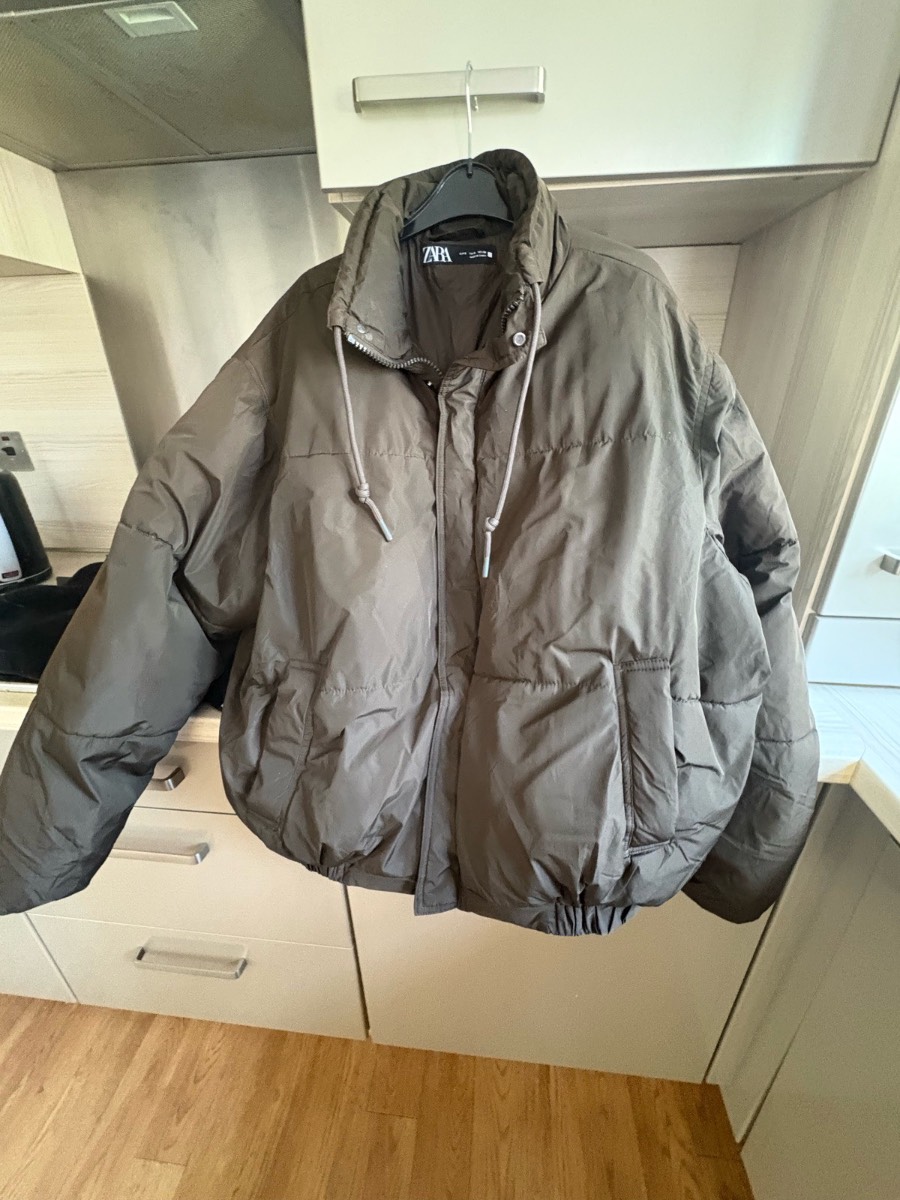 ZARA Puffer Jacket Coat in Brown Size S