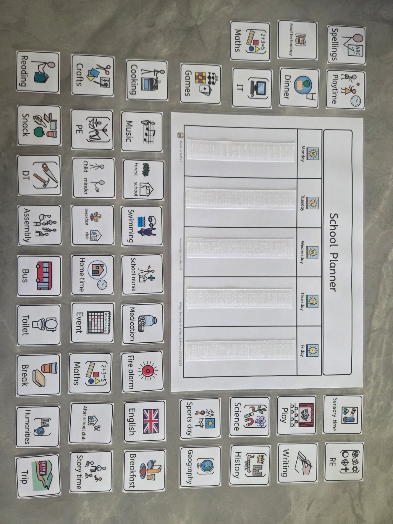 Visual school planner with pecs
