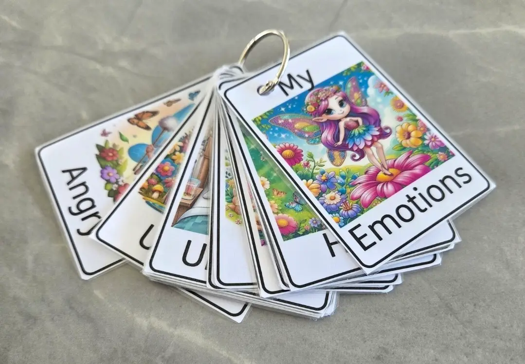 Visual fairy themed emotions flash cards