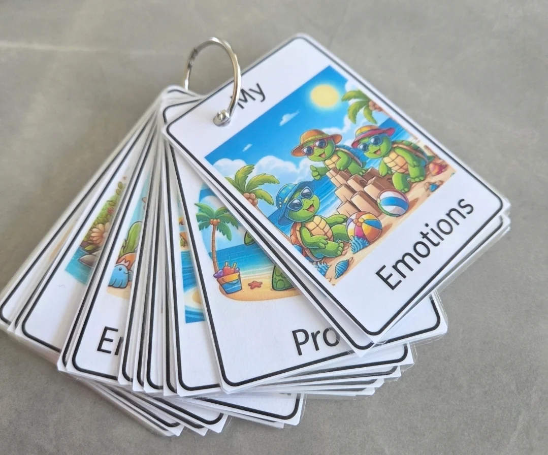 Turtle themed emotions flash cards