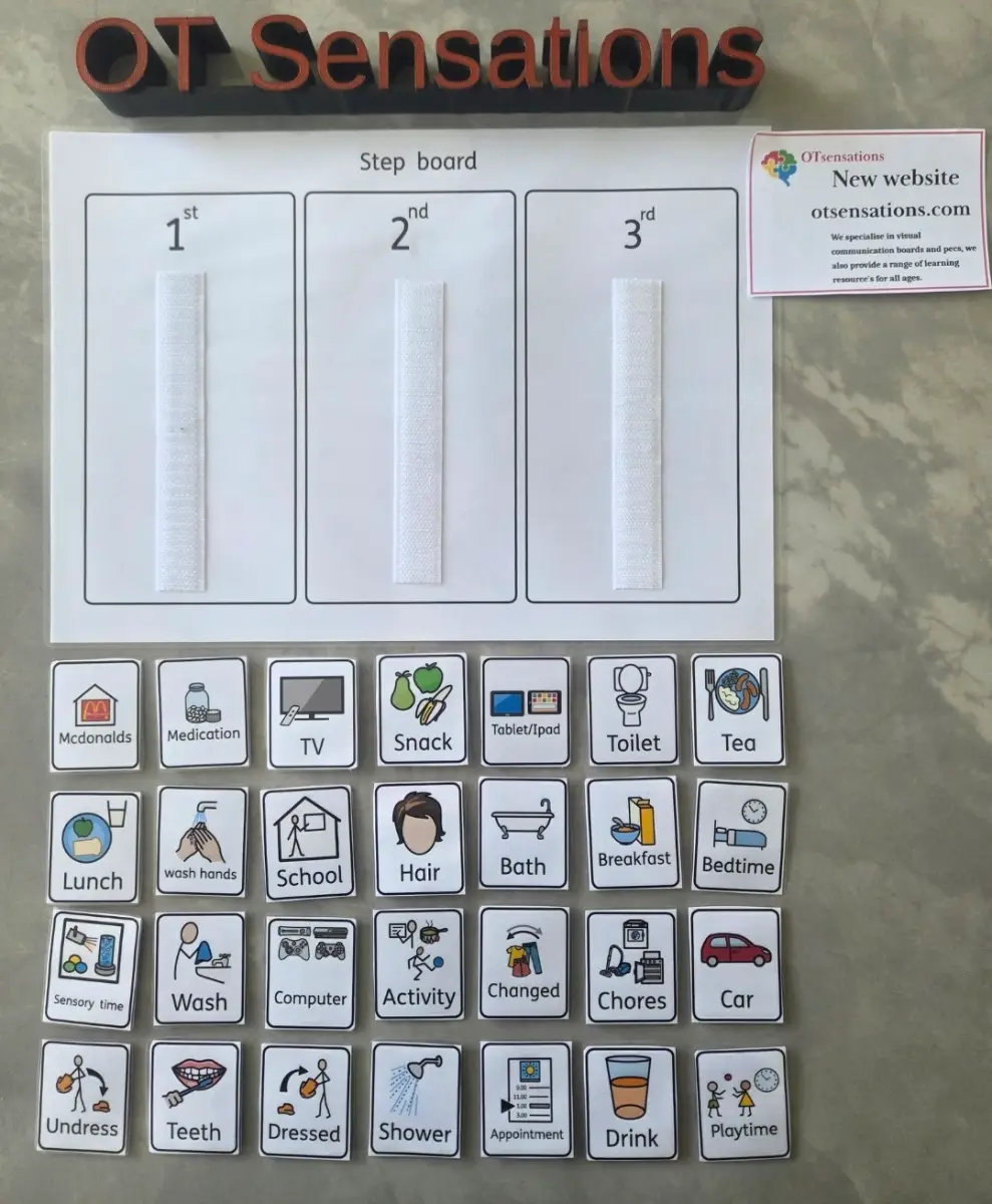 Visual step board with pecs