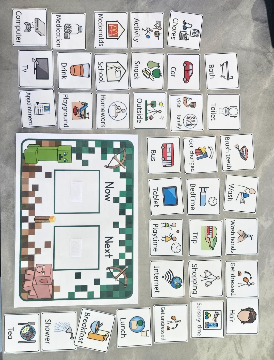 Minecraft now and next board with pecs