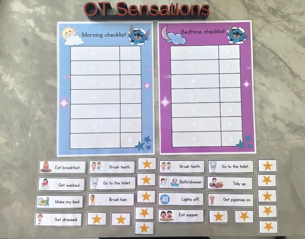 Morning and bedtime routine sequencing boards