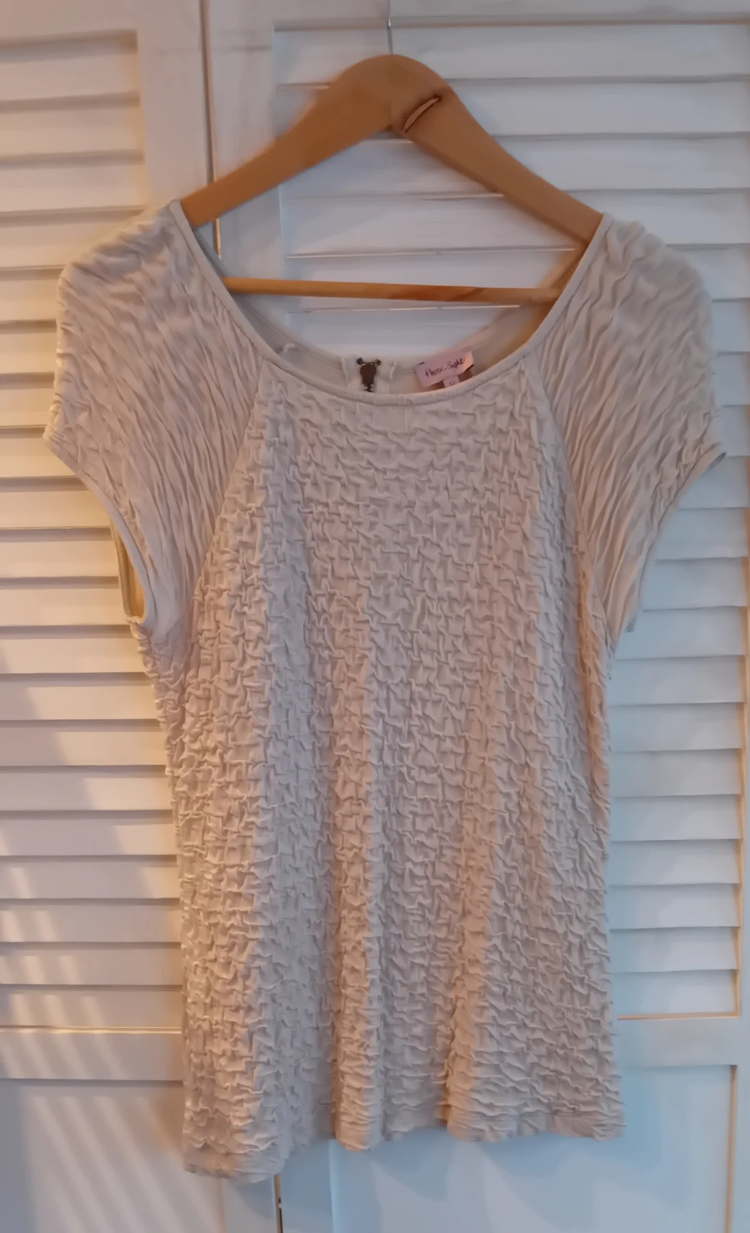 Phase Eight size 12 Beige Crinkle top Y2k style minimalist going out