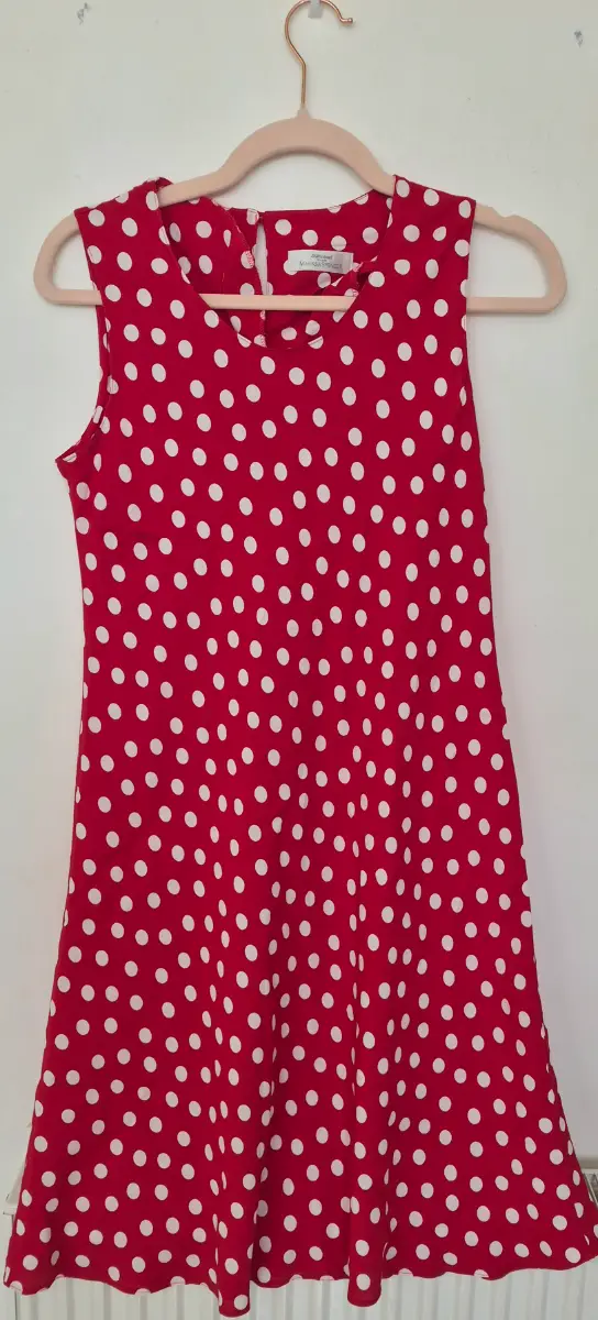 St Michael M&S Red White Polka Dot Sleeveless Mini Dress Size 8 Vintage Summer
