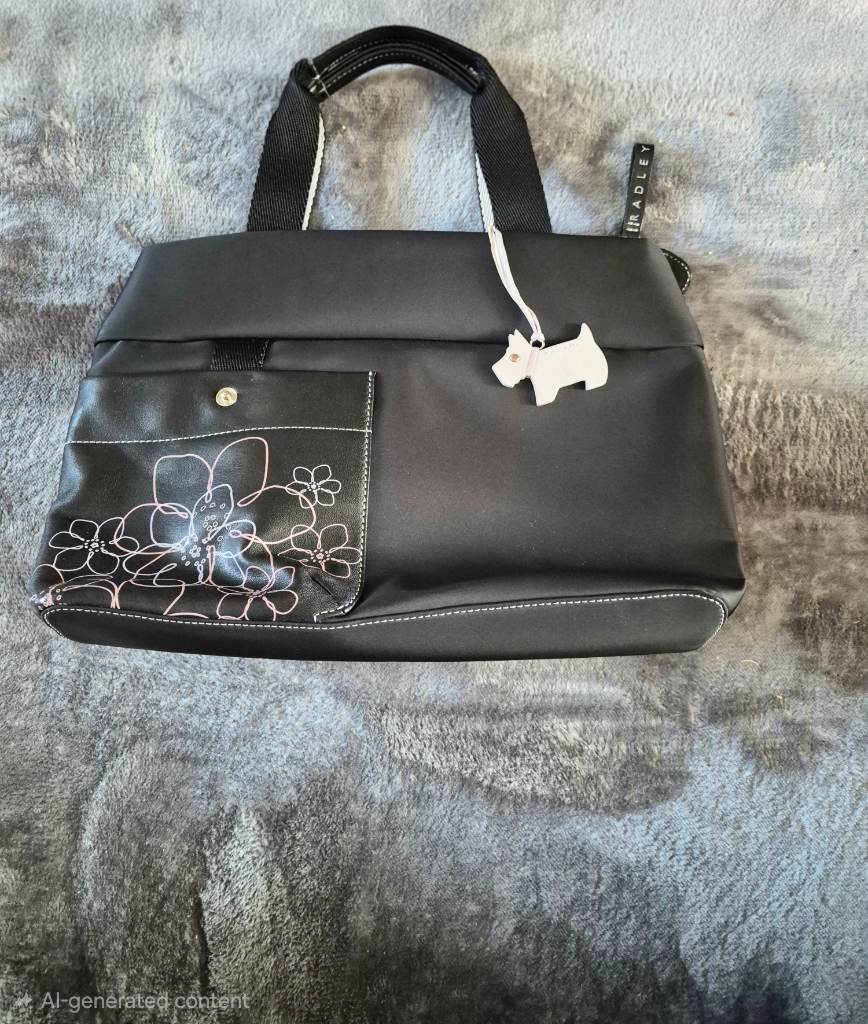 Radley London Black Fabric Shoulder Bag Tote With Dog Charm