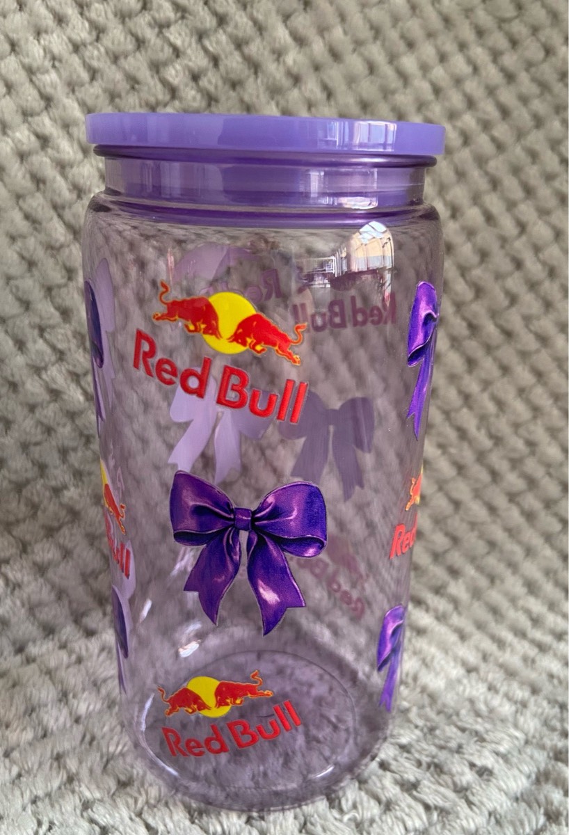 Purple red bull themed tumbler