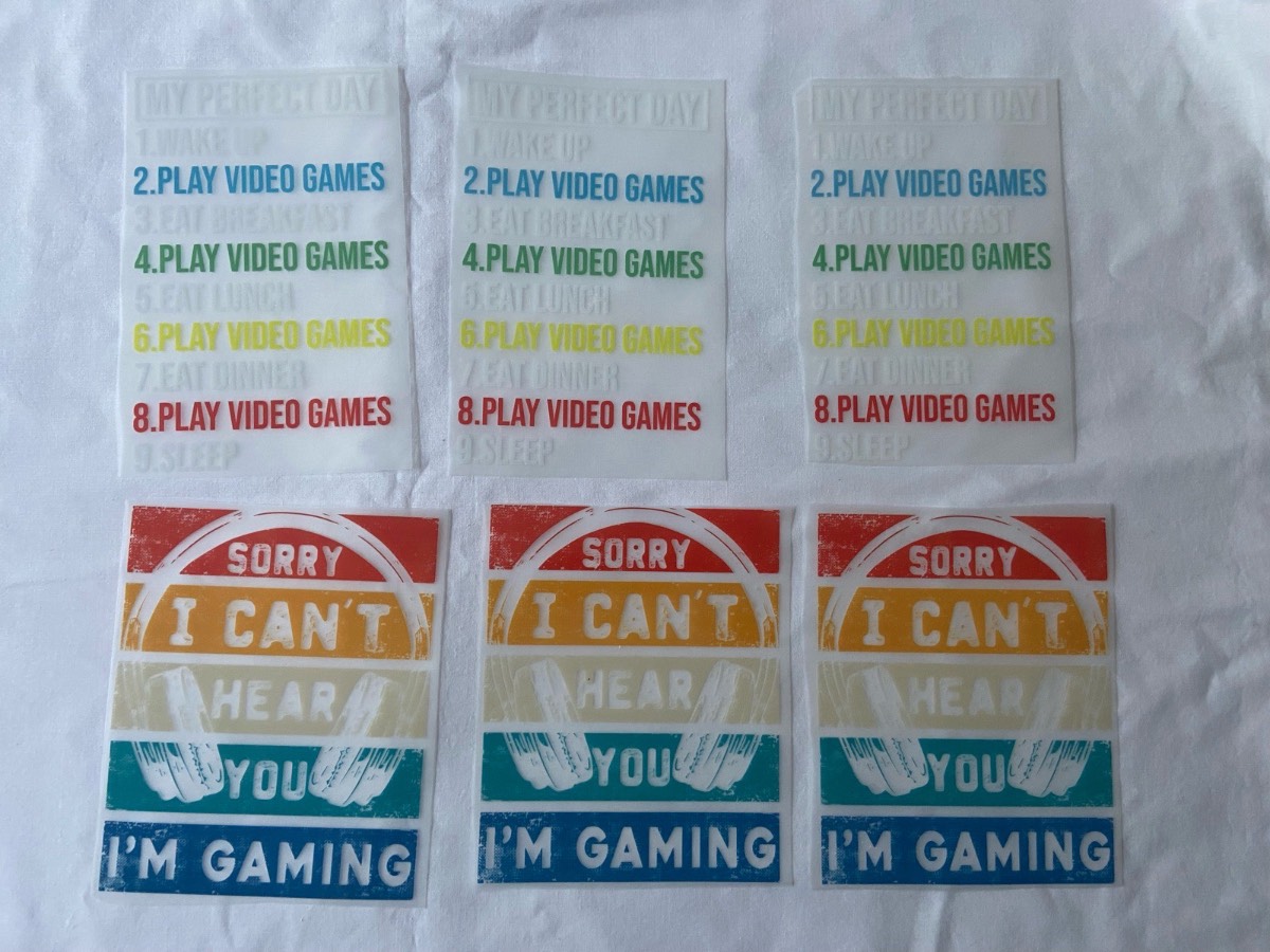 Gaming themed iron on transfers