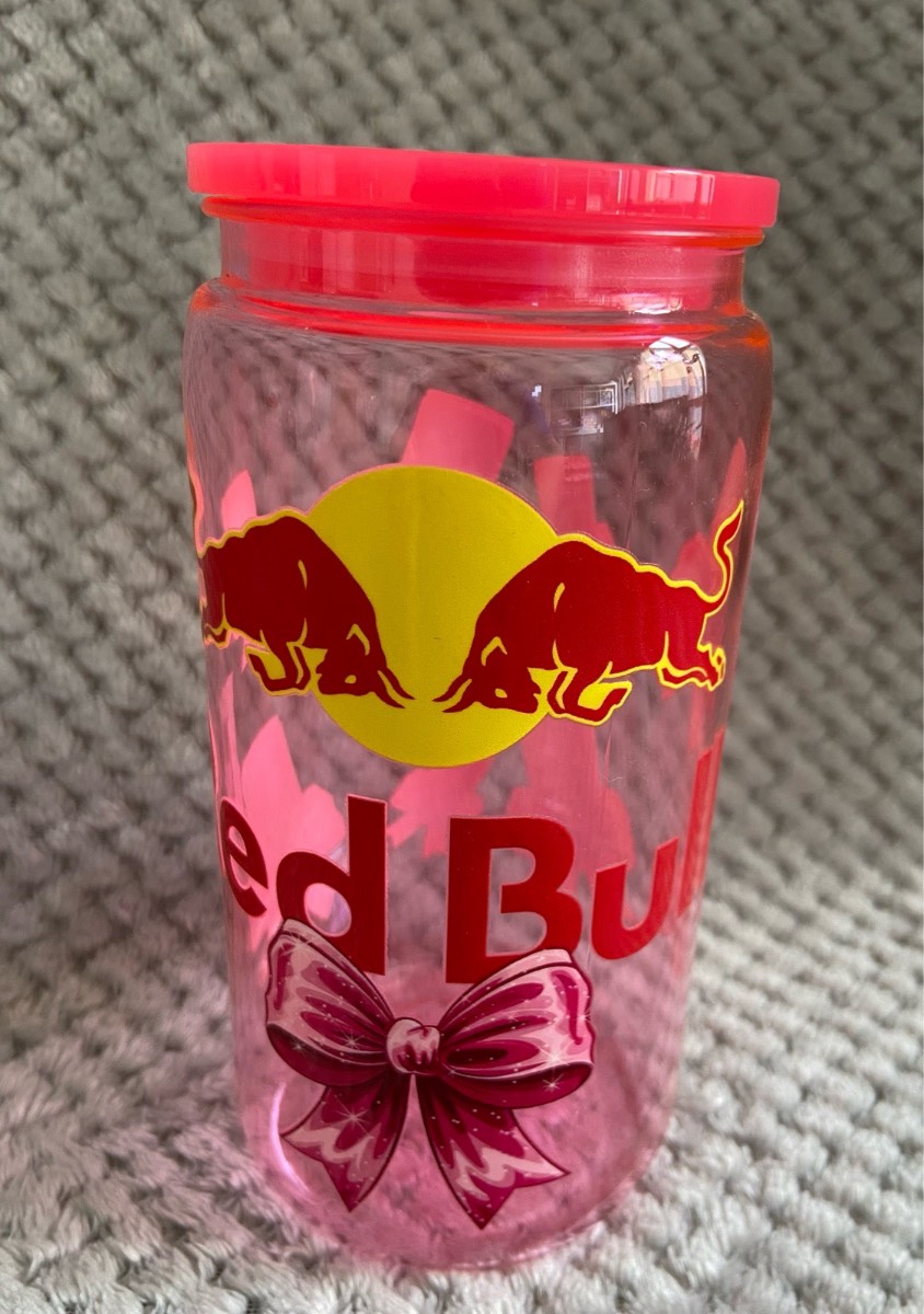 Pink red bull themed tumbler