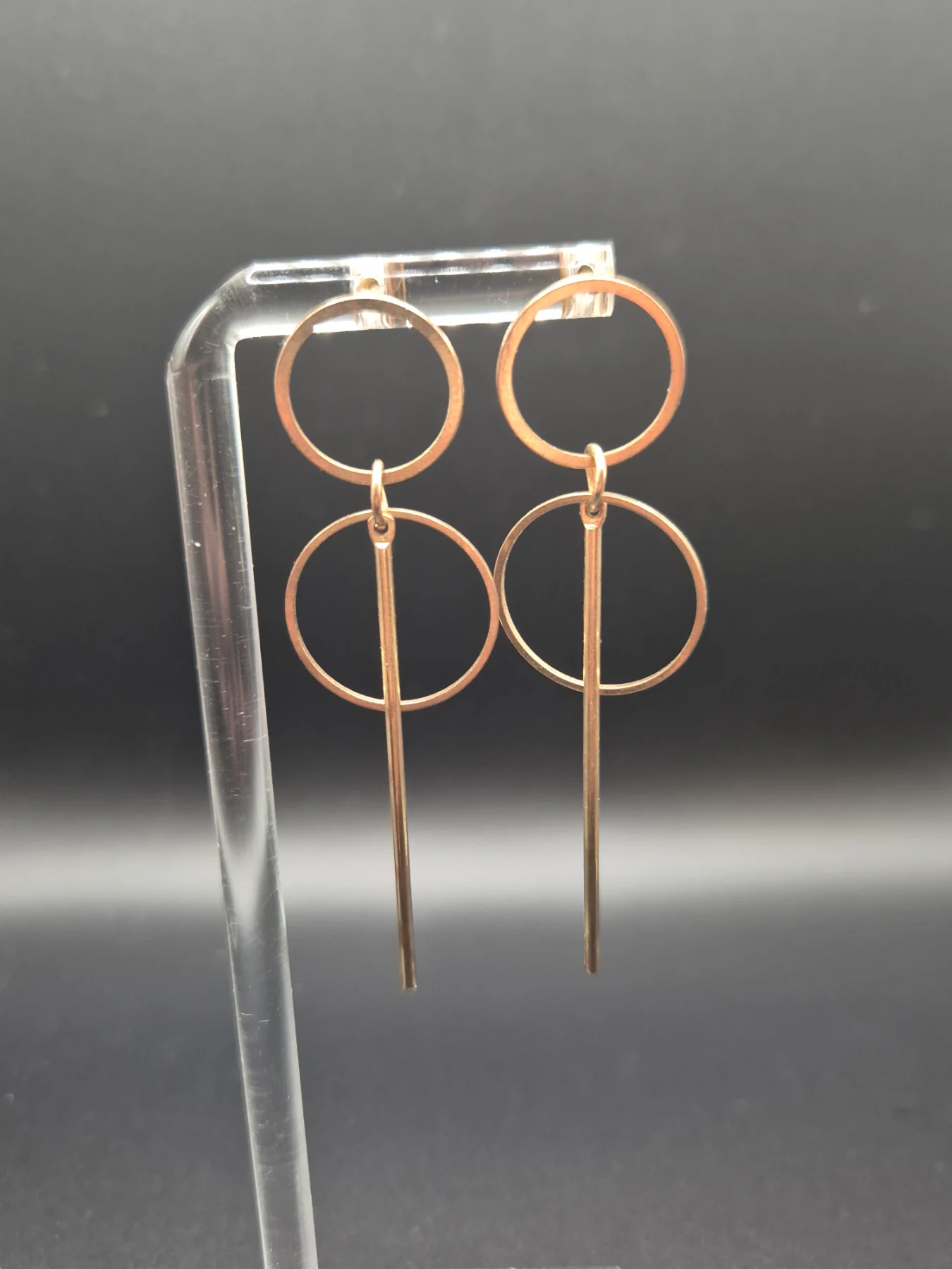 Double Hoop and Bar Geometric Dangle Earrings E36