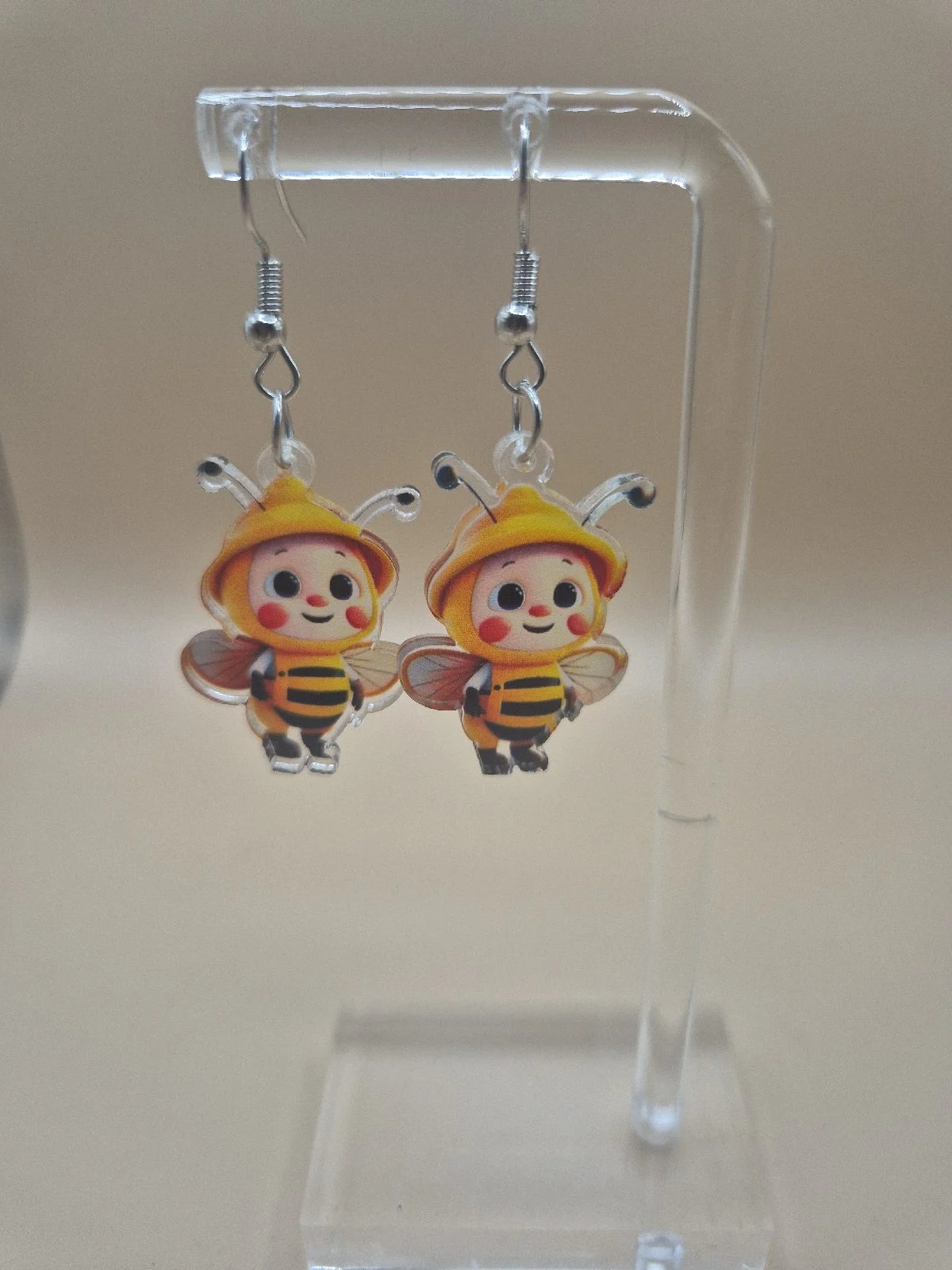 Cute Cartoon Bee Acrylic Dangle Earrings (E40)