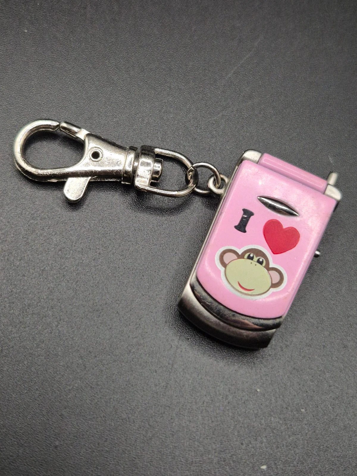 Y2K Pink Monkey Digital Clock Flip Phone Style Keyring
