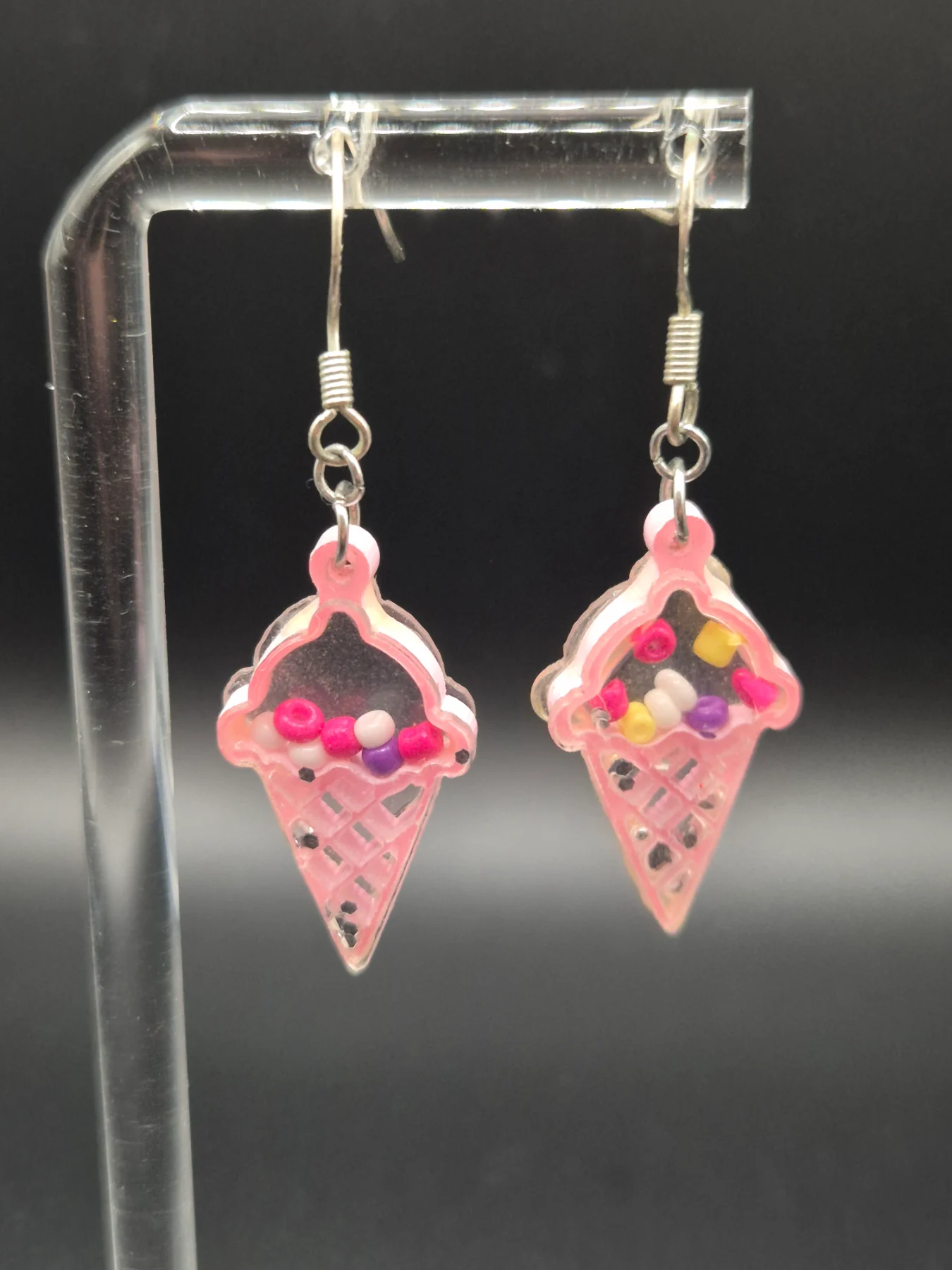 Fun Quirky Handmade Ice Cream Cone Earrings E45