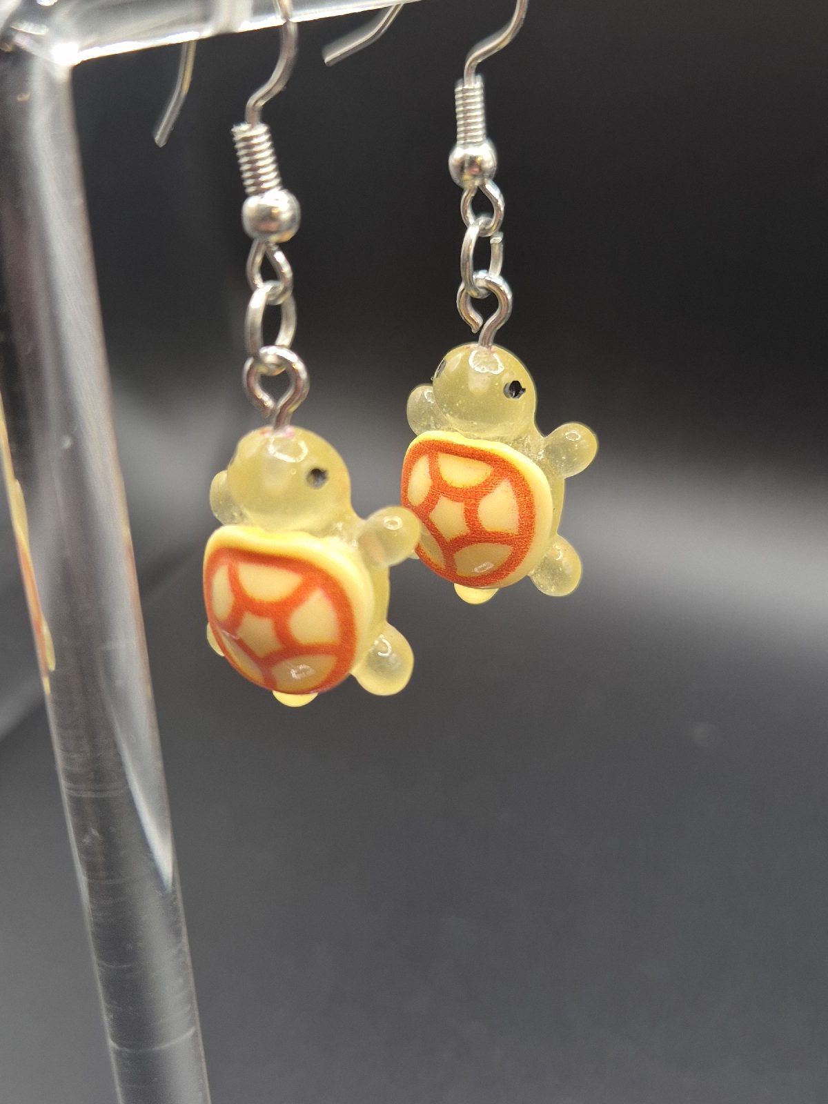 Cute Yellow Resin Turtle Charm Earrings E46