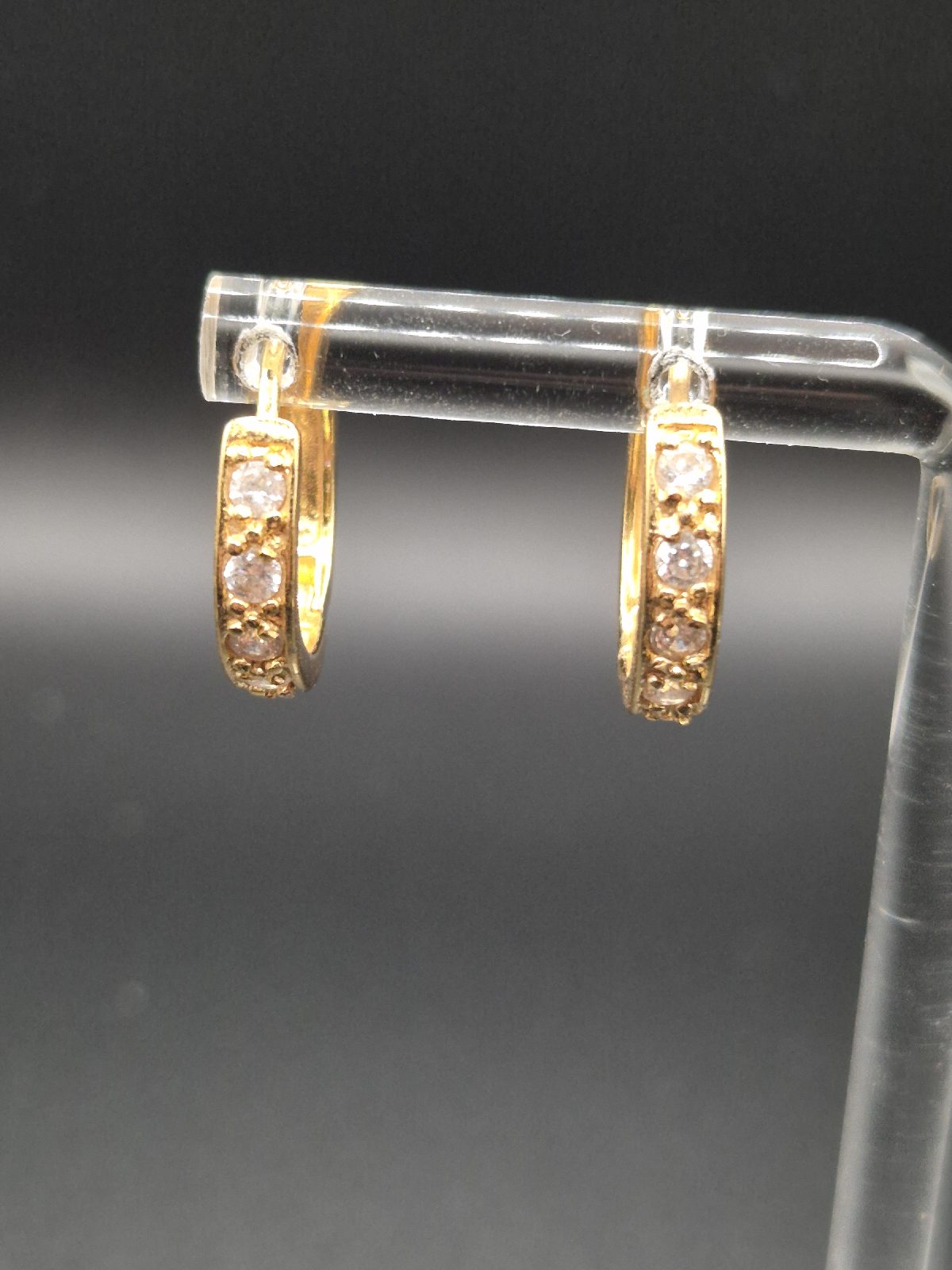 Small Gold Tone Crystal Embellished Hoop Earrings E54