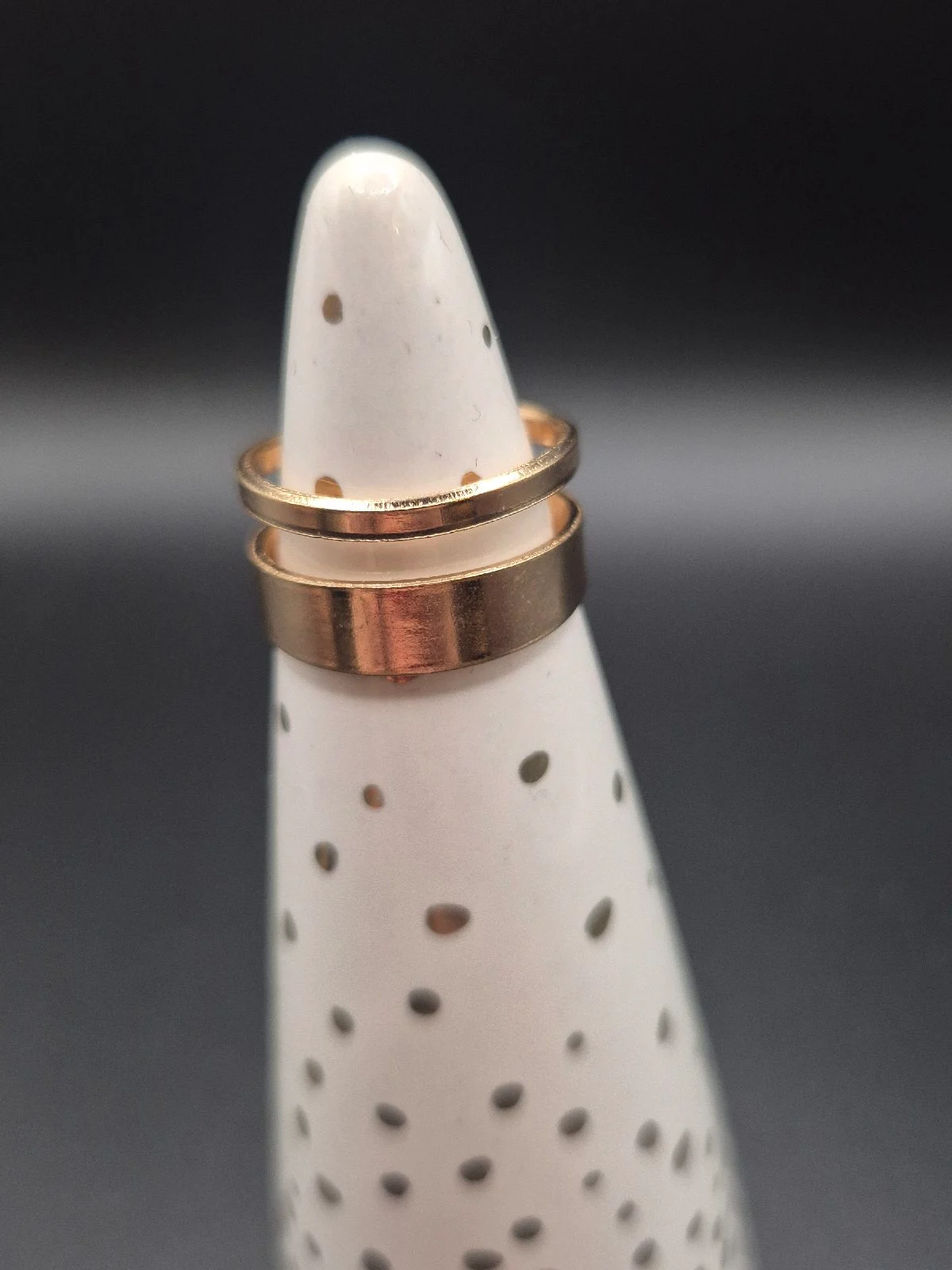 Adjustable Double Band Effect Gold Tone Ring R39