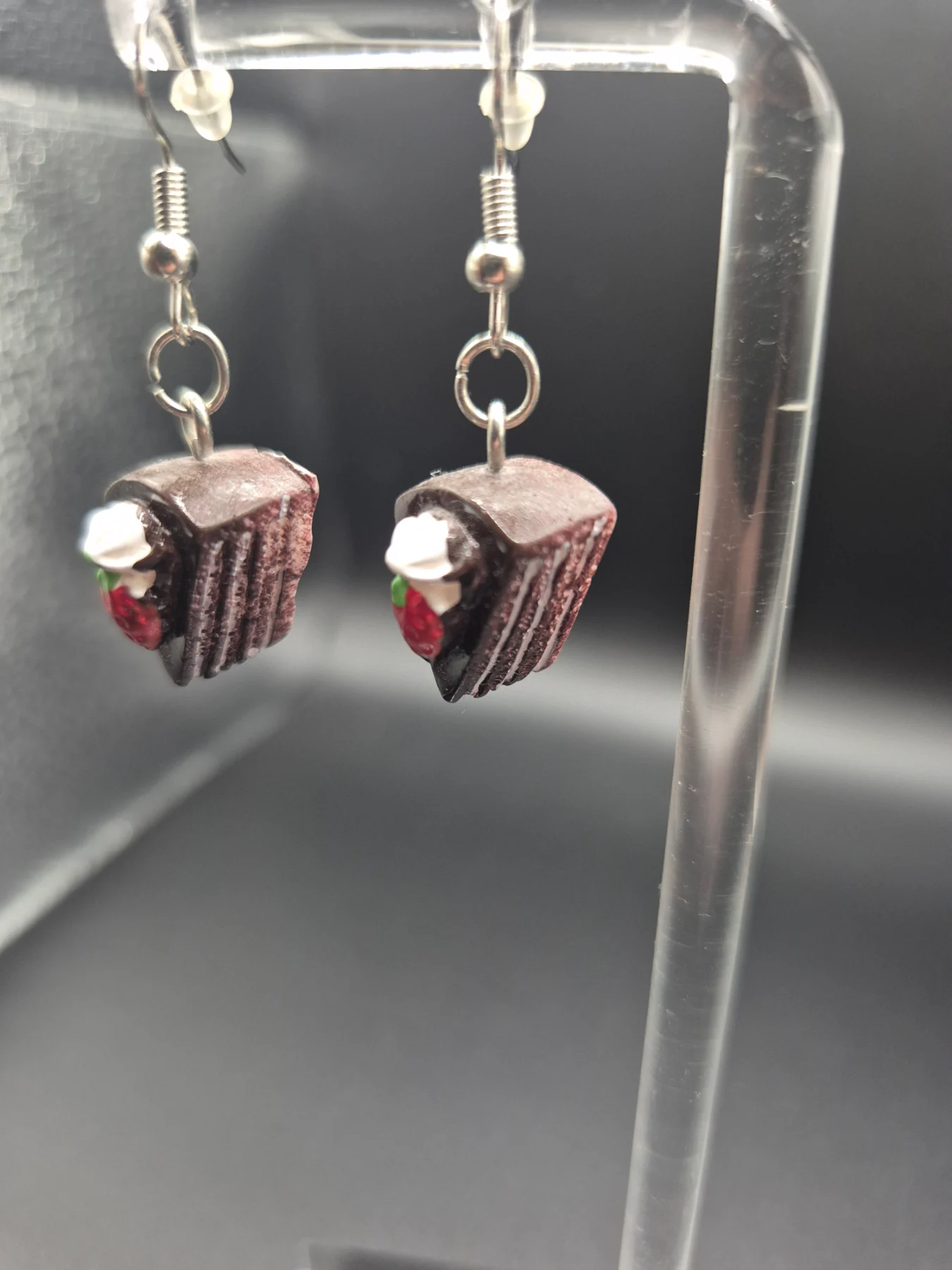Fun Quirky Novelty Chocolate Cake Slice Drop Earrings E65