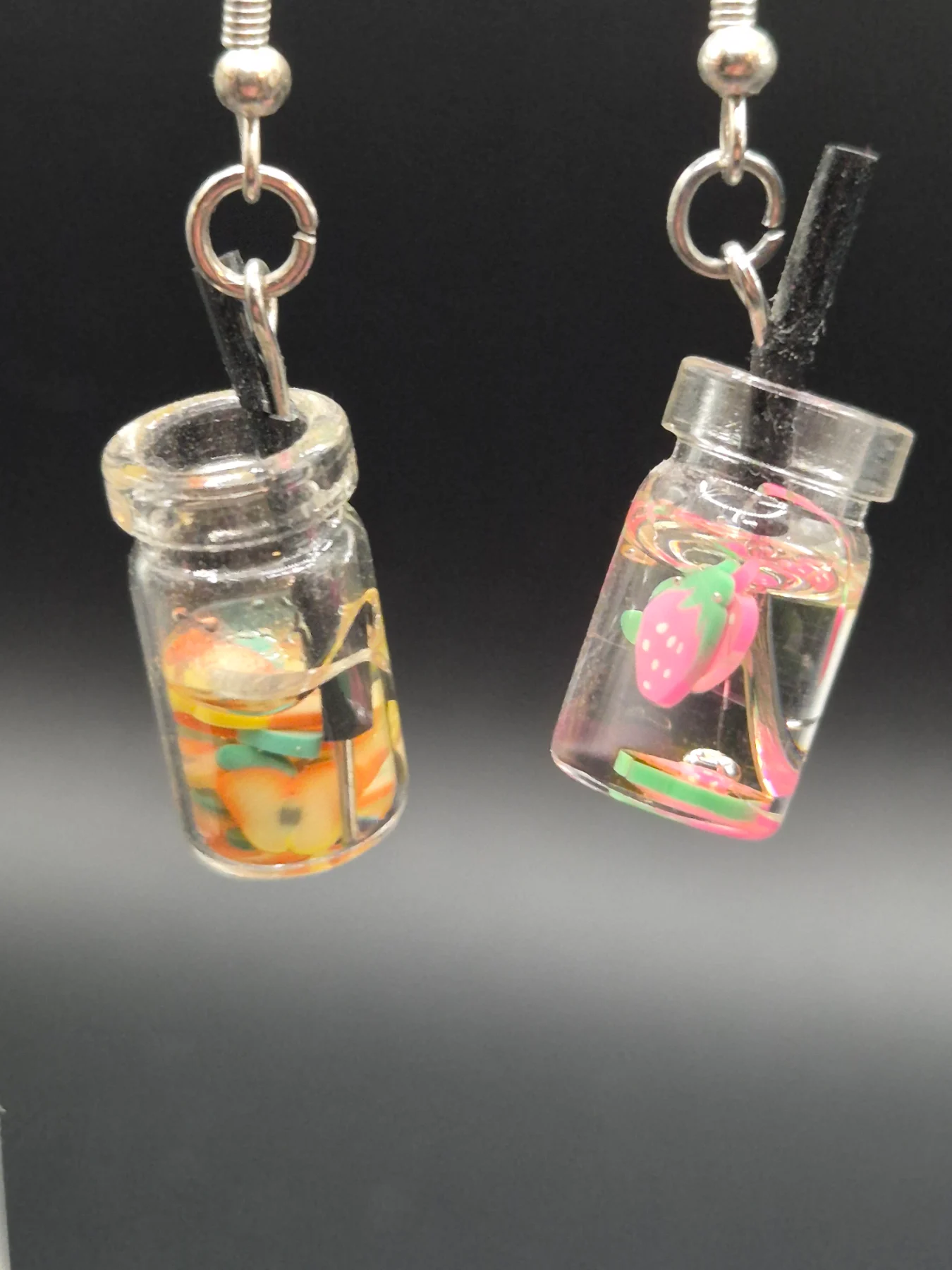 Kitsch Summer Fun Cocktail Mocktail Juice Apple Strawberry Earrings