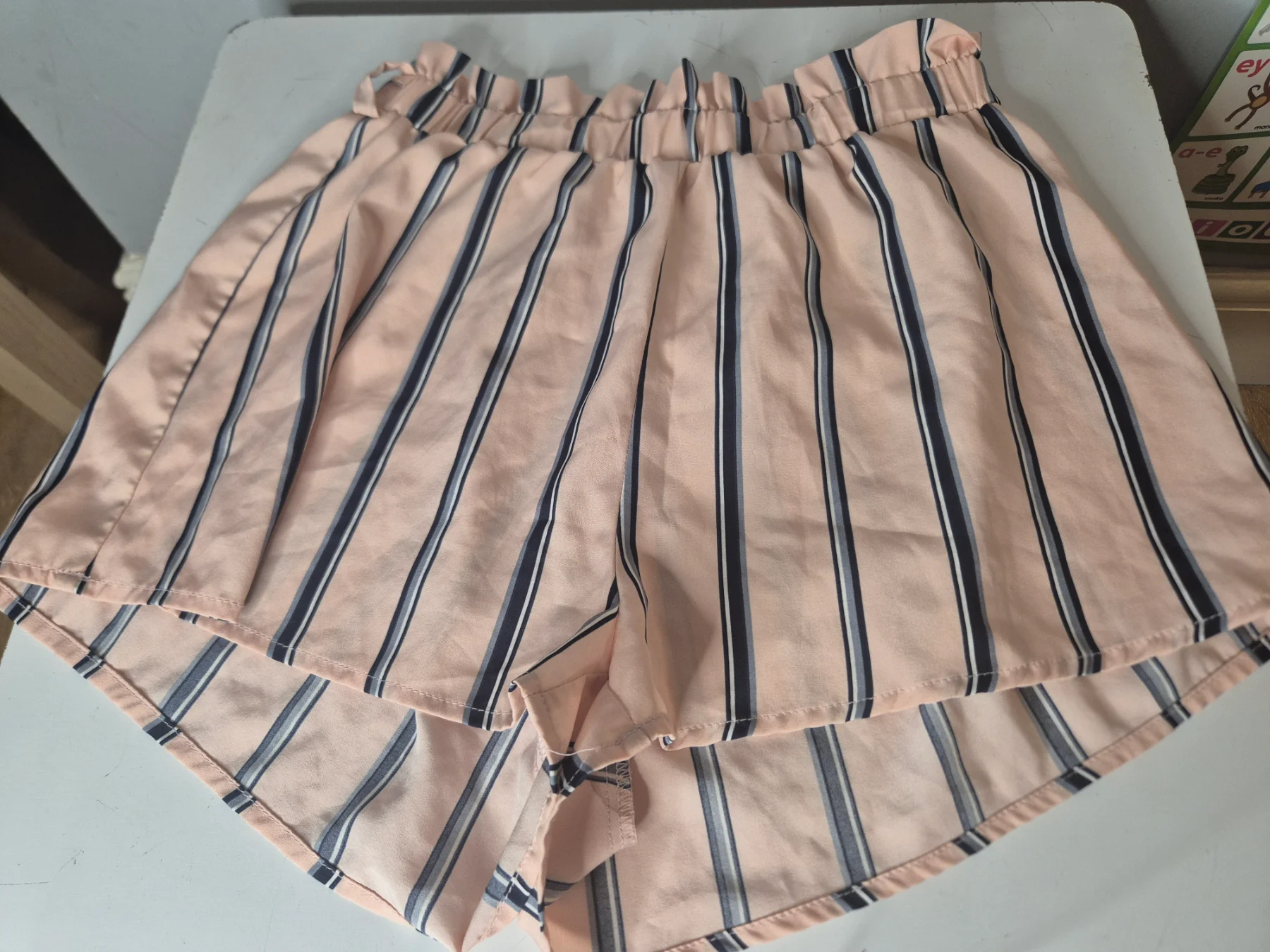 Pink and Blue Paper Bag Style Shorts - Shein Size S