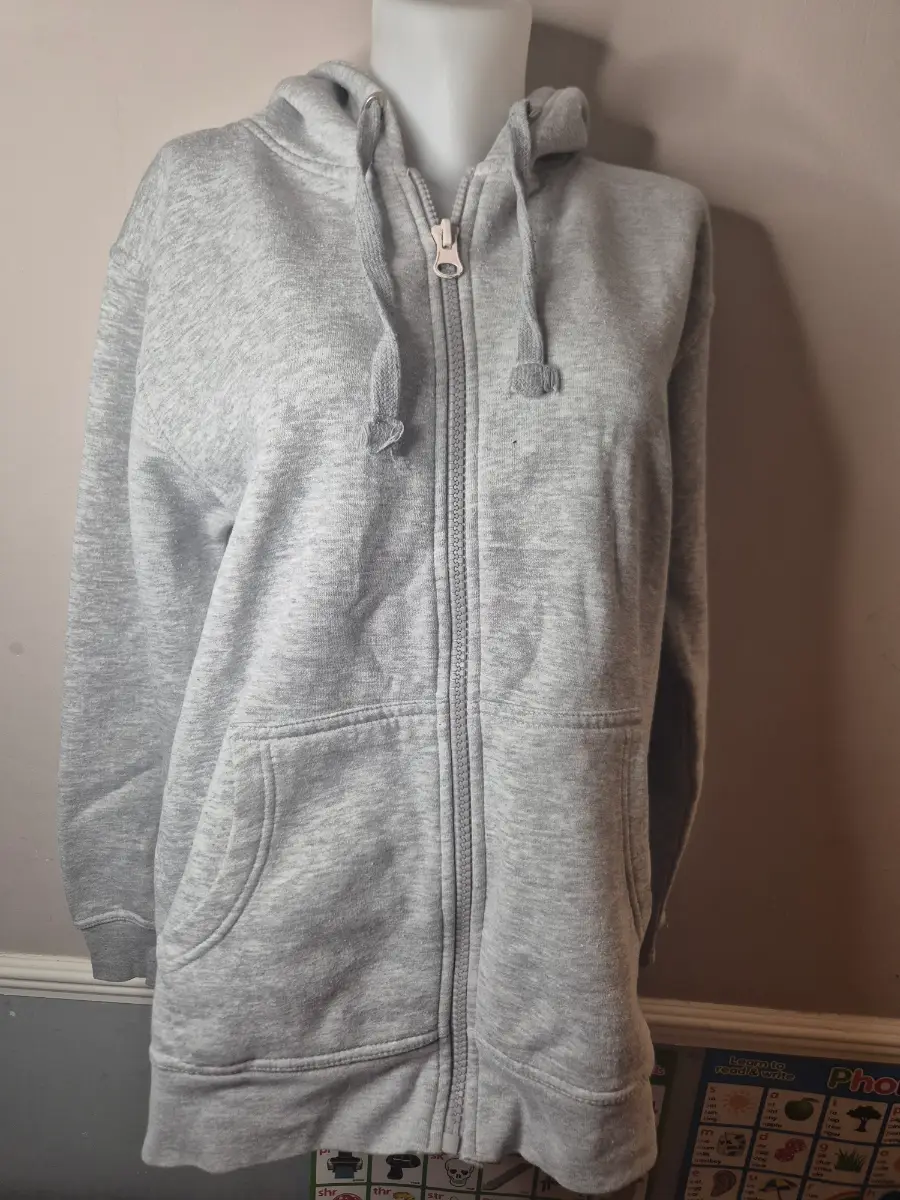 Grey Casual Unisex Zip Up Hoodie Hooded Jacket