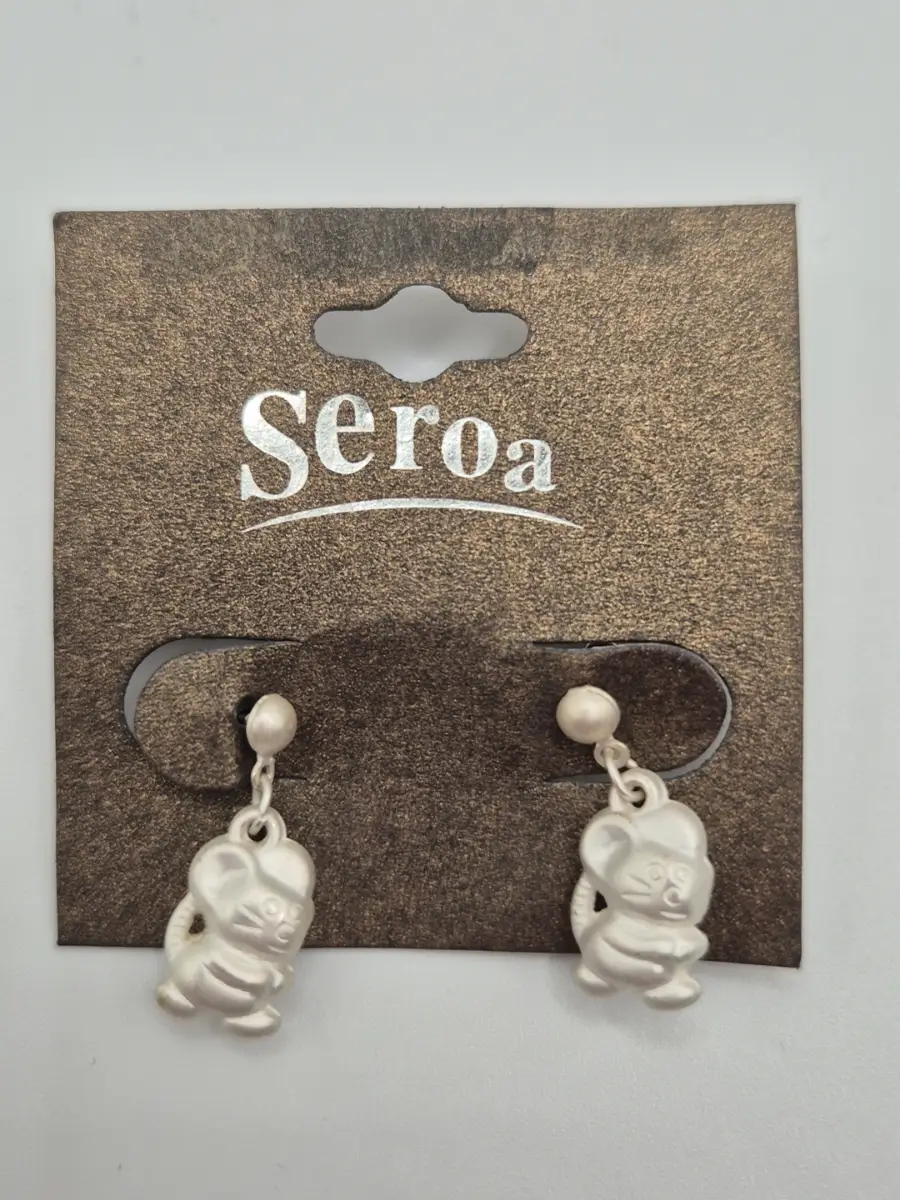 Small Little White Mice Earrings