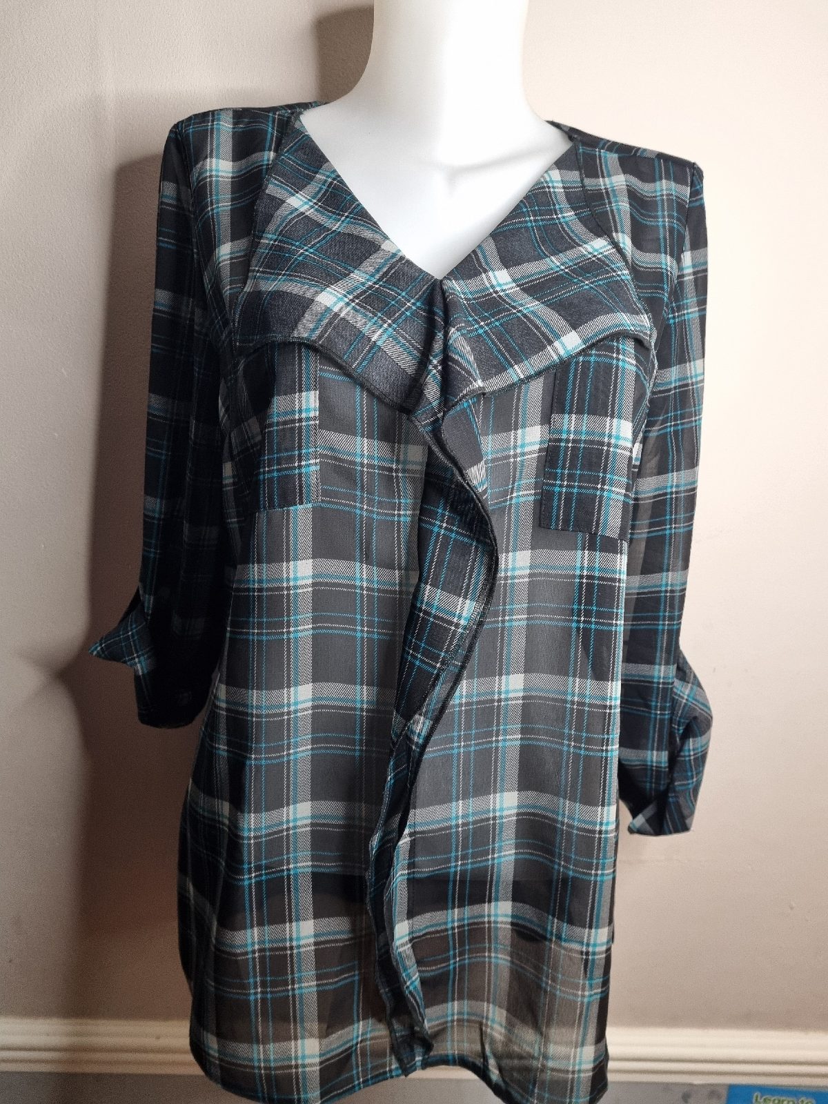 Sheer Navy Blue Ruffle Front Blouse. The Collection Debenhams Size 12