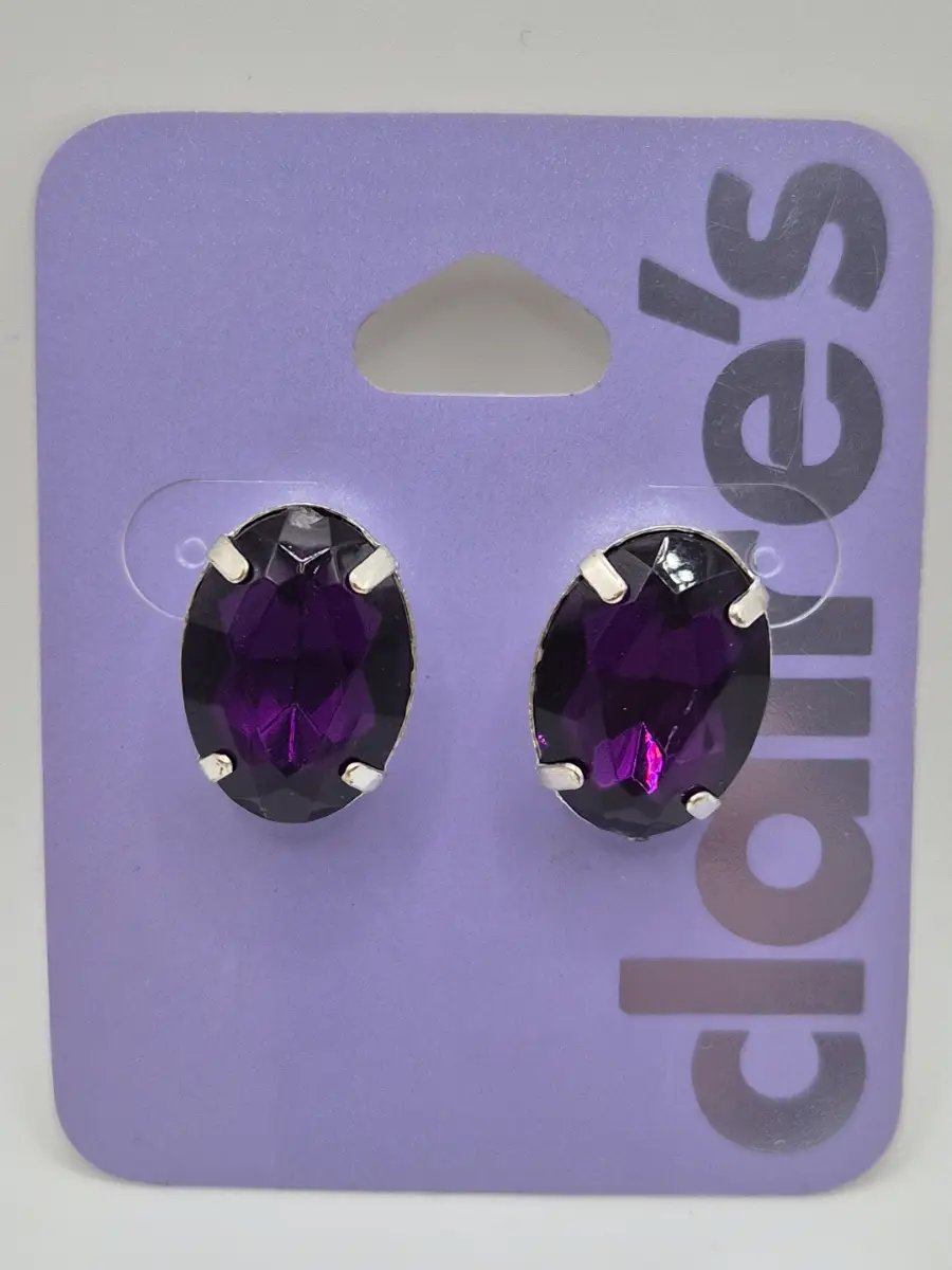 Purple Oval Stone Studs - Claire's