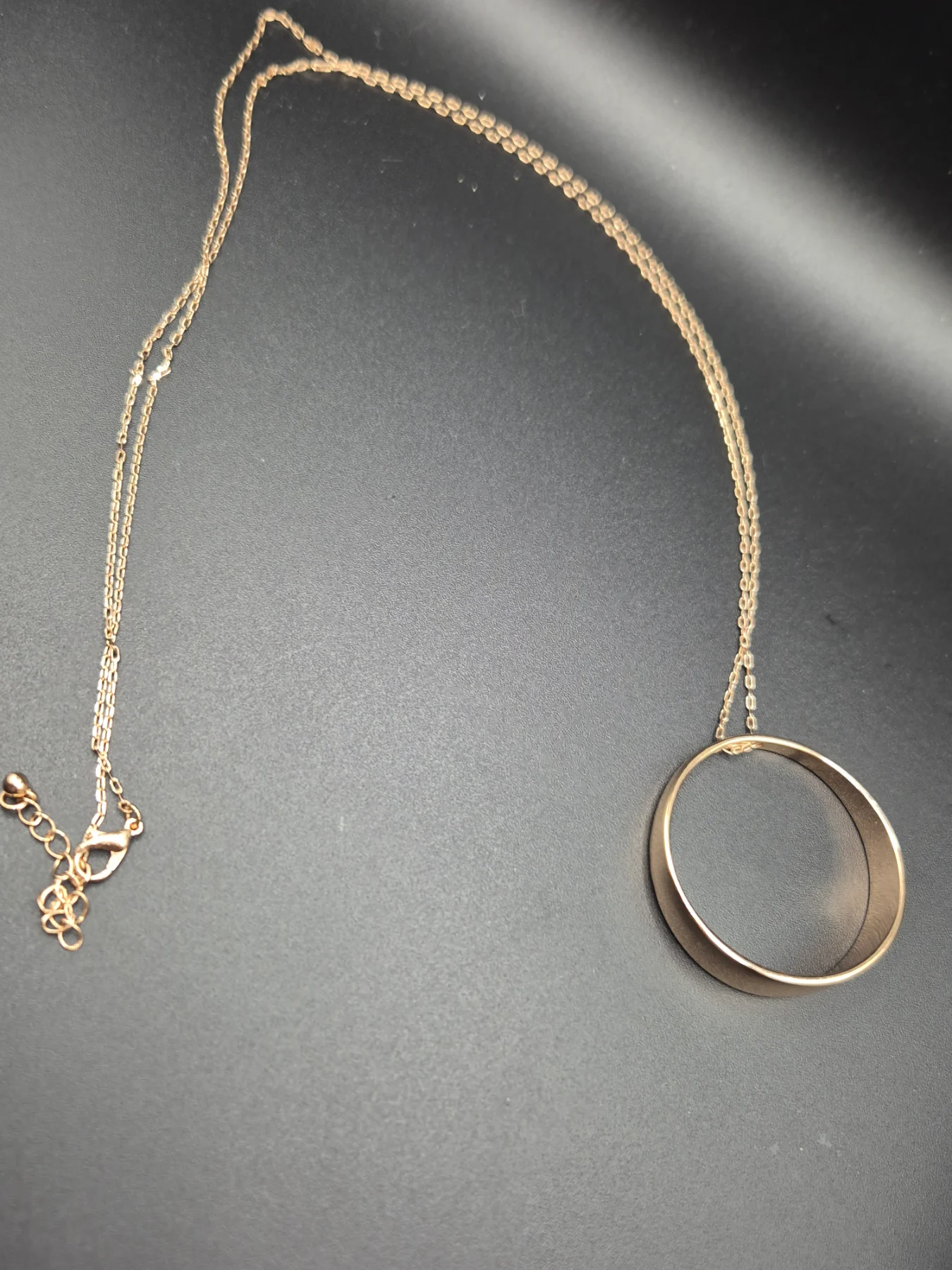 Gold Tone Chunky Circle Pendant Necklace N189